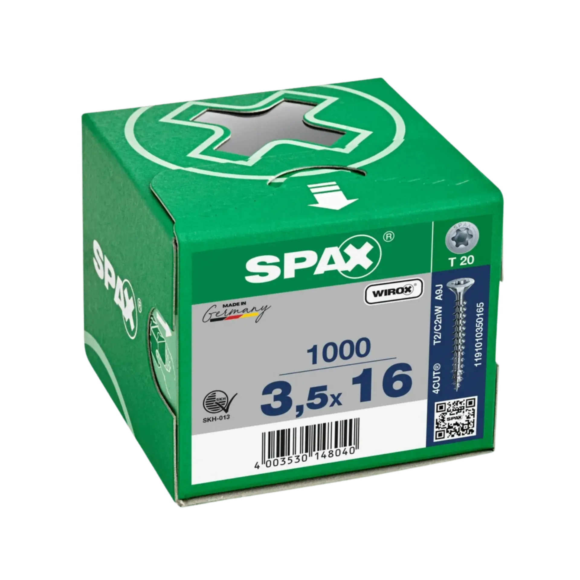 Houtschroef voldraad verzonken kop 3,5 TX20 Wirox