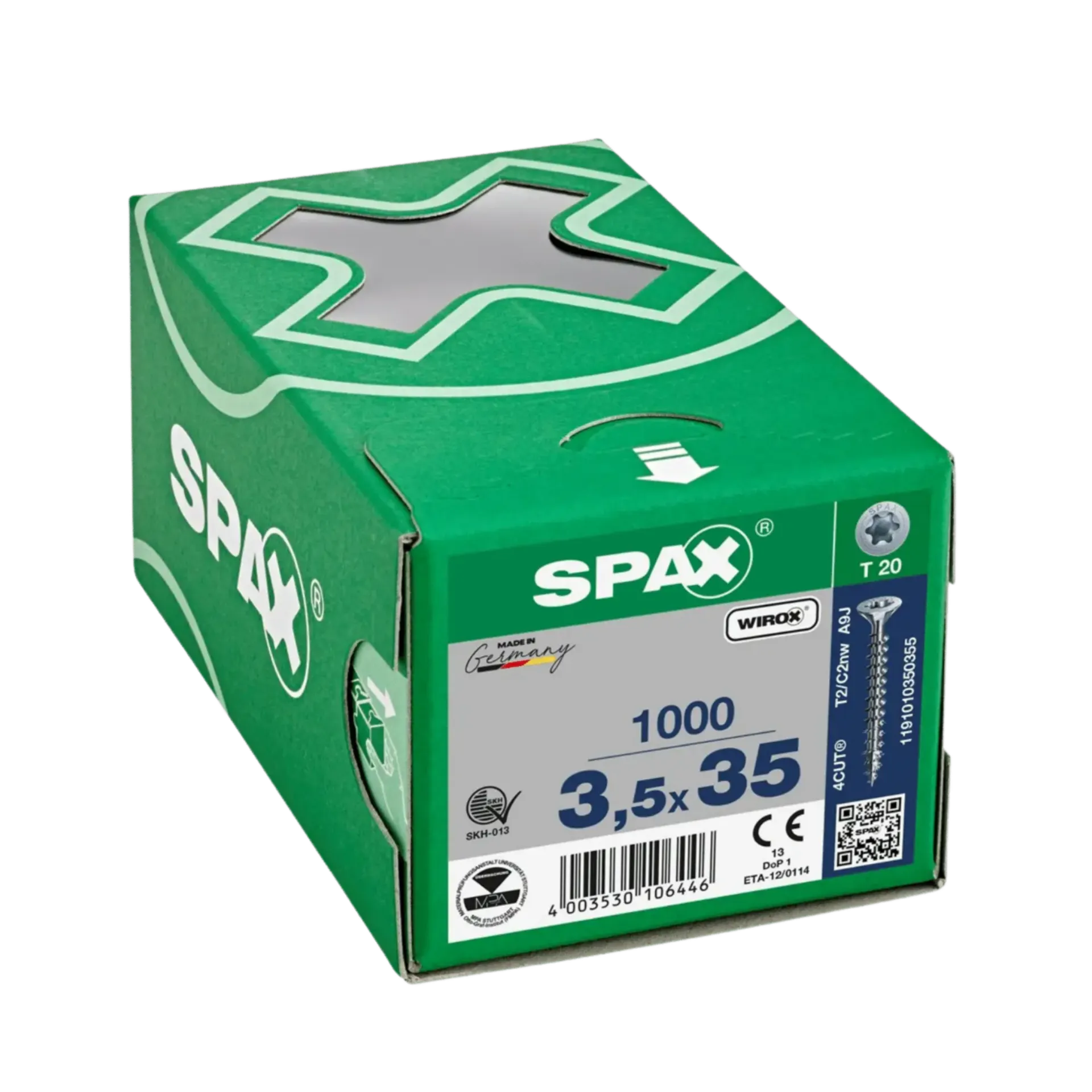 Houtschroef voldraad verzonken kop 3,5 TX20 Wirox