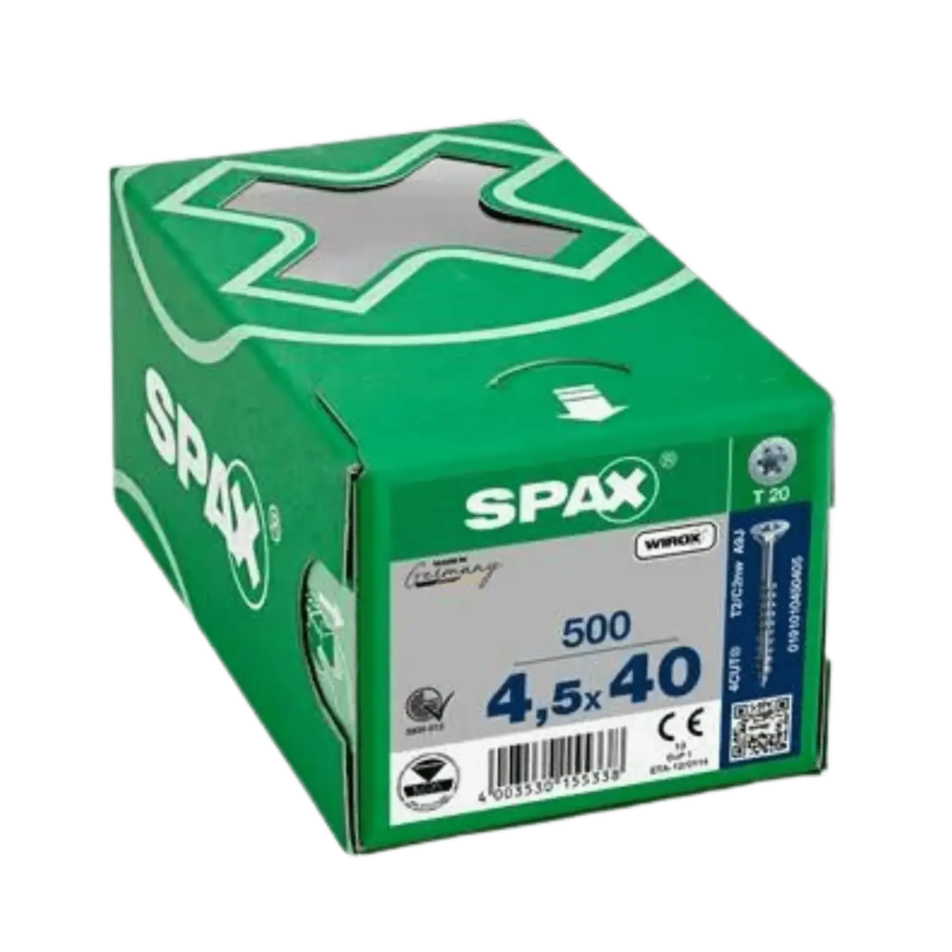 Vis à bois à filetage partiel tête fraisée 4,5x40 TX20 Wirox 500 pièces