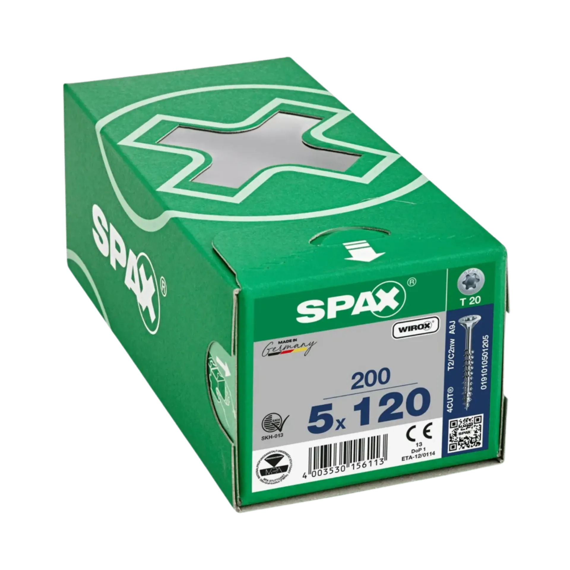 Houtschroef deeldraad verzonken kop 5,0x120 TX20 Wirox 200st