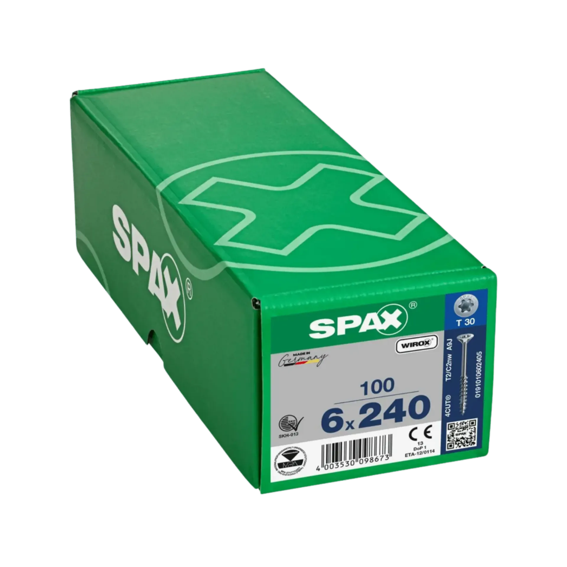 Houtschroef deeldraad verzonken kop 6,0x240 TX30 Wirox 100st