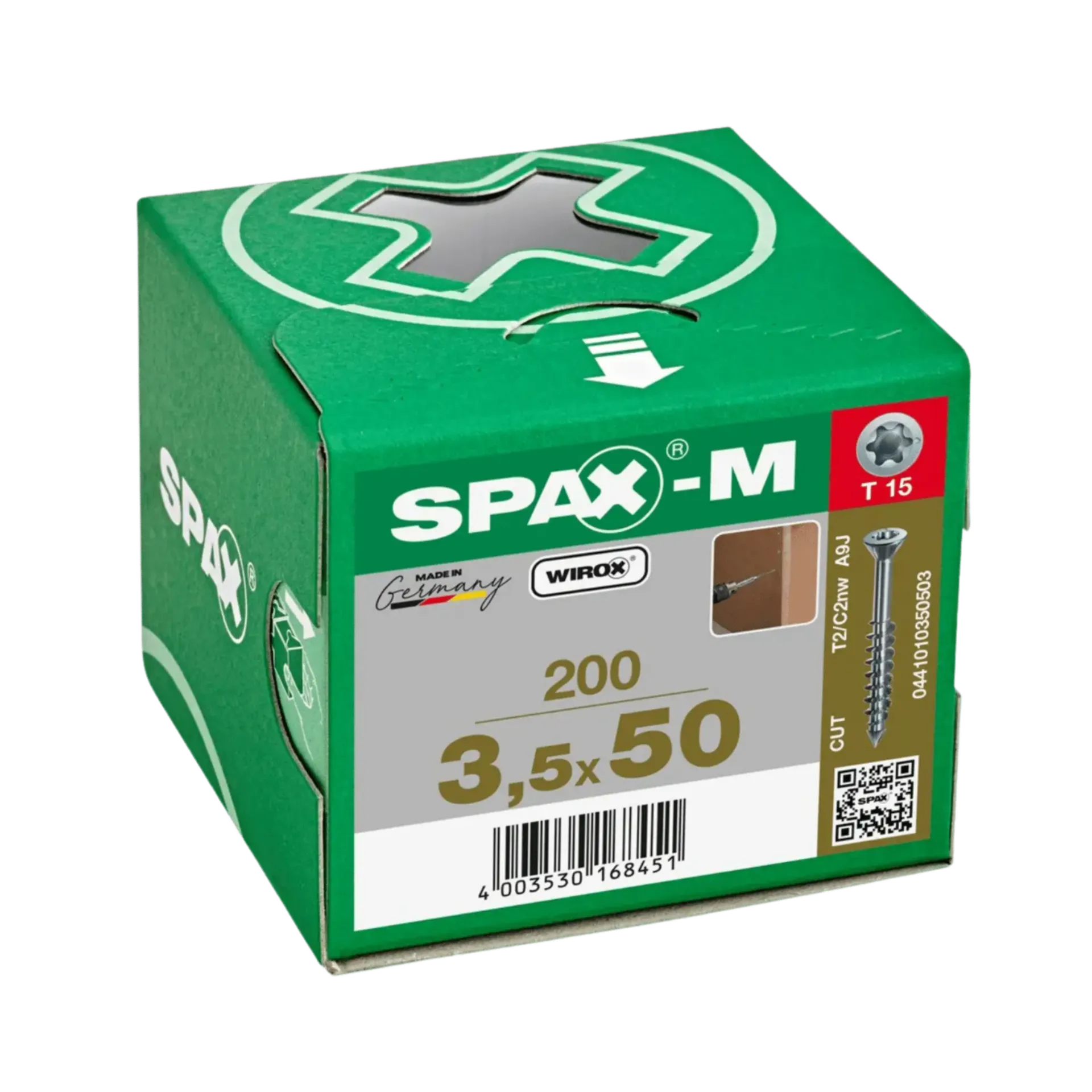 Vis à MDF à filetage partiel tête fraisée 3,5x50 TX15 Wirox 200 pièces