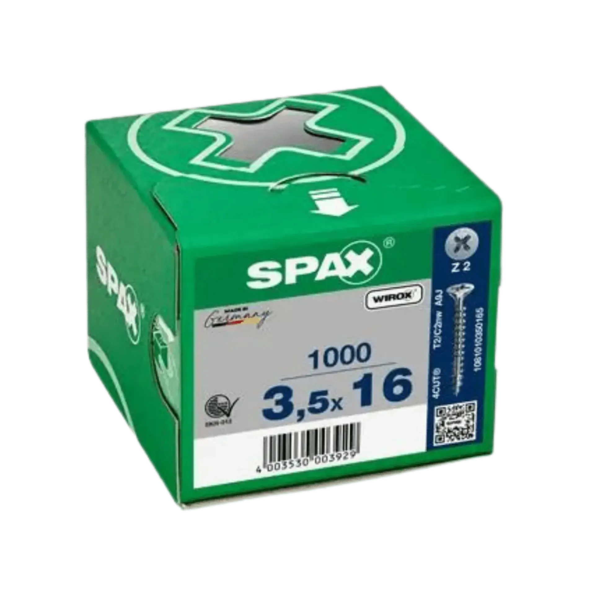 Houtschroef voldraad verzonken kop 3,5x16 PZ2 Wirox 1000st Houtschroef voldraad verzonken kop 3,5x16 PZ2 Wirox 1000st
