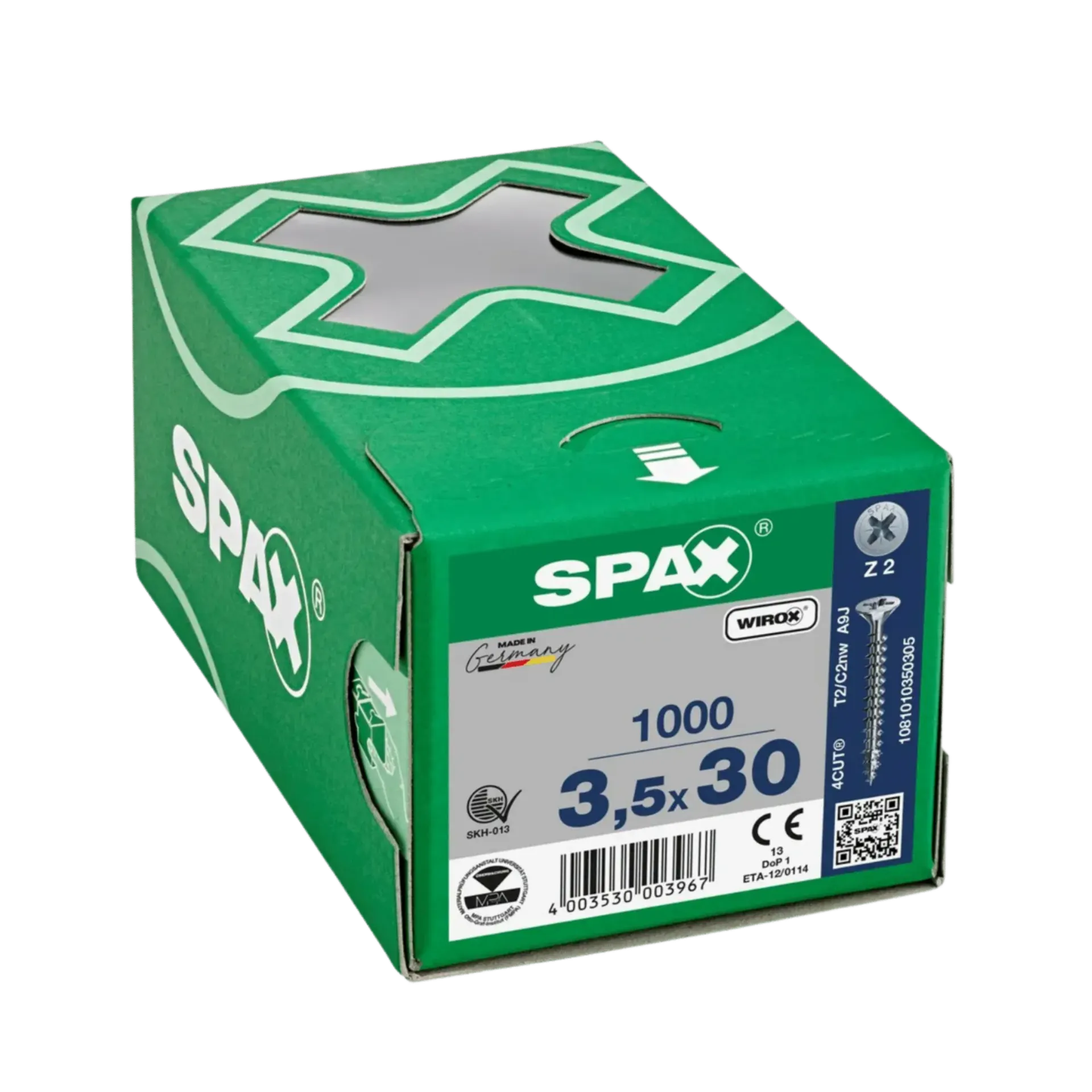 Vis à bois à filetage complet tête fraisée 3,5x30 PZ2 Wirox 1000 pièces Vis à bois à filetage complet tête fraisée 3,5x30 PZ2 Wirox 1000 pièces