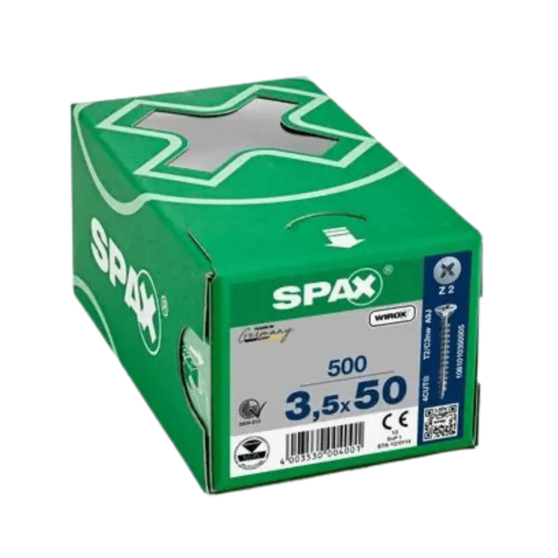 Vis à bois à filetage complet tête fraisée 3,5x50 PZ2 Wirox 500 pièces Vis à bois à filetage complet tête fraisée 3,5x50 PZ2 Wirox 500 pièces