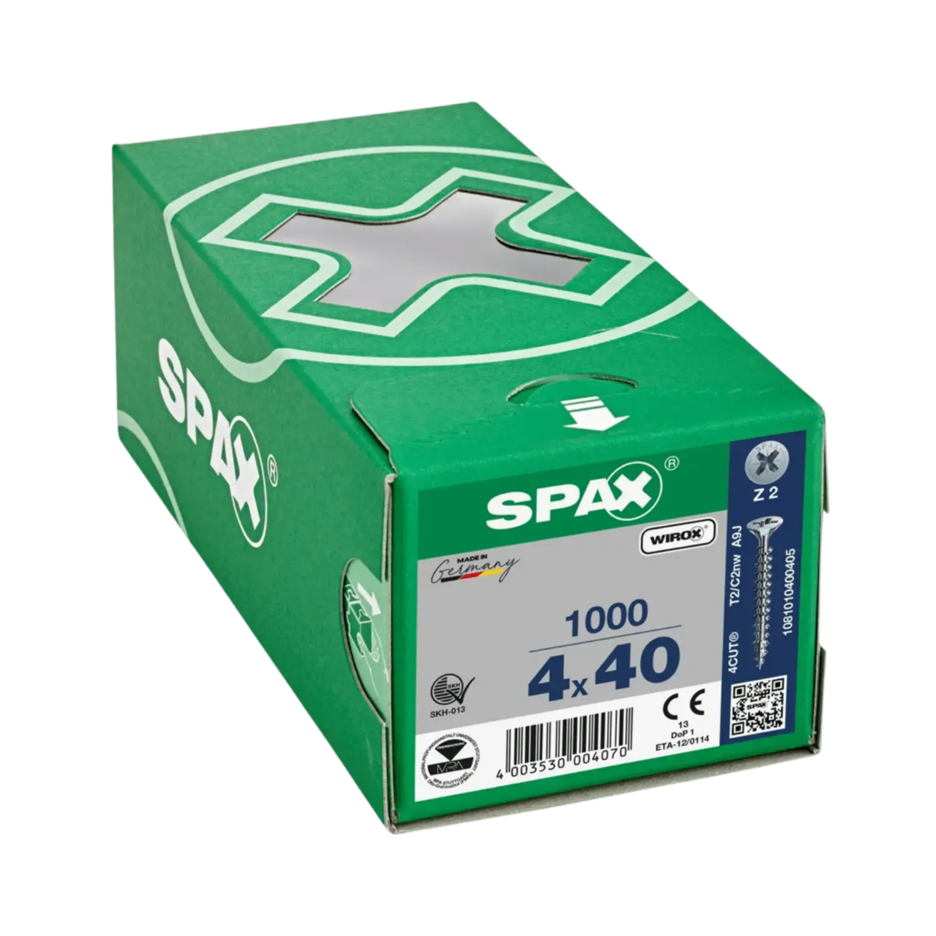 Houtschroef voldraad verzonken kop 4,0x40 PZ2 Wirox 1000st Houtschroef voldraad verzonken kop 4,0x40 PZ2 Wirox 1000st