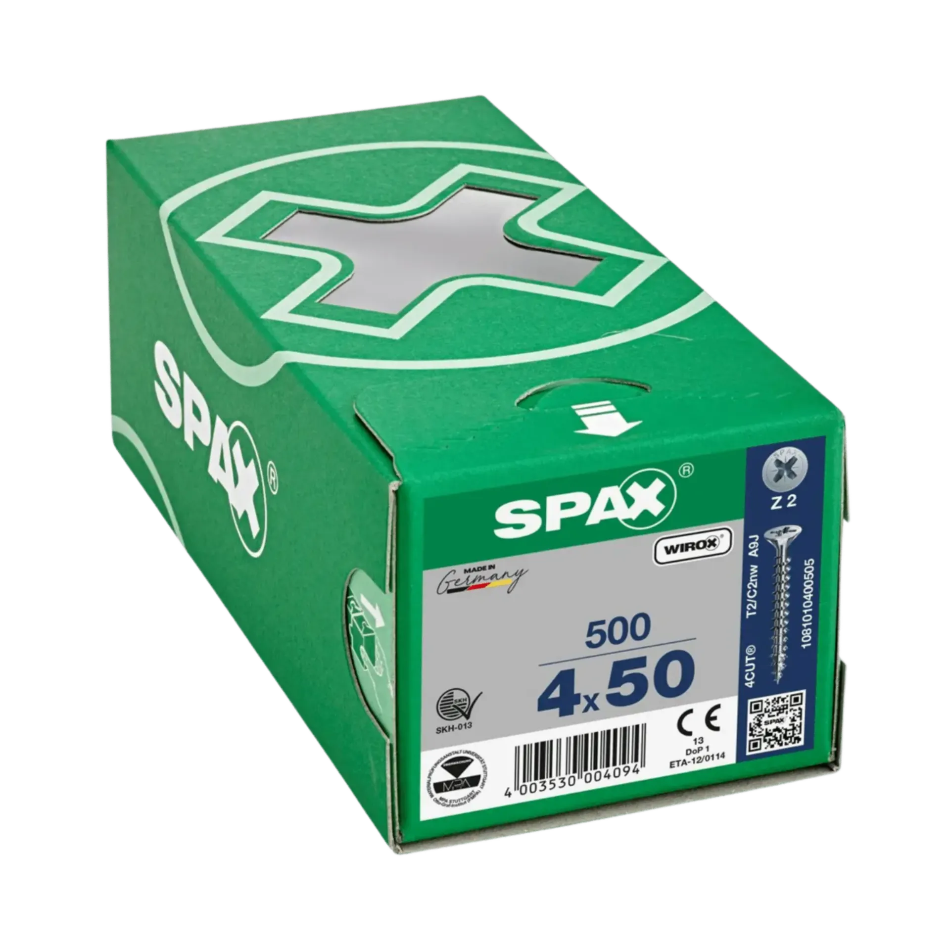 Houtschroef voldraad verzonken kop 4,0 PZ2 Wirox