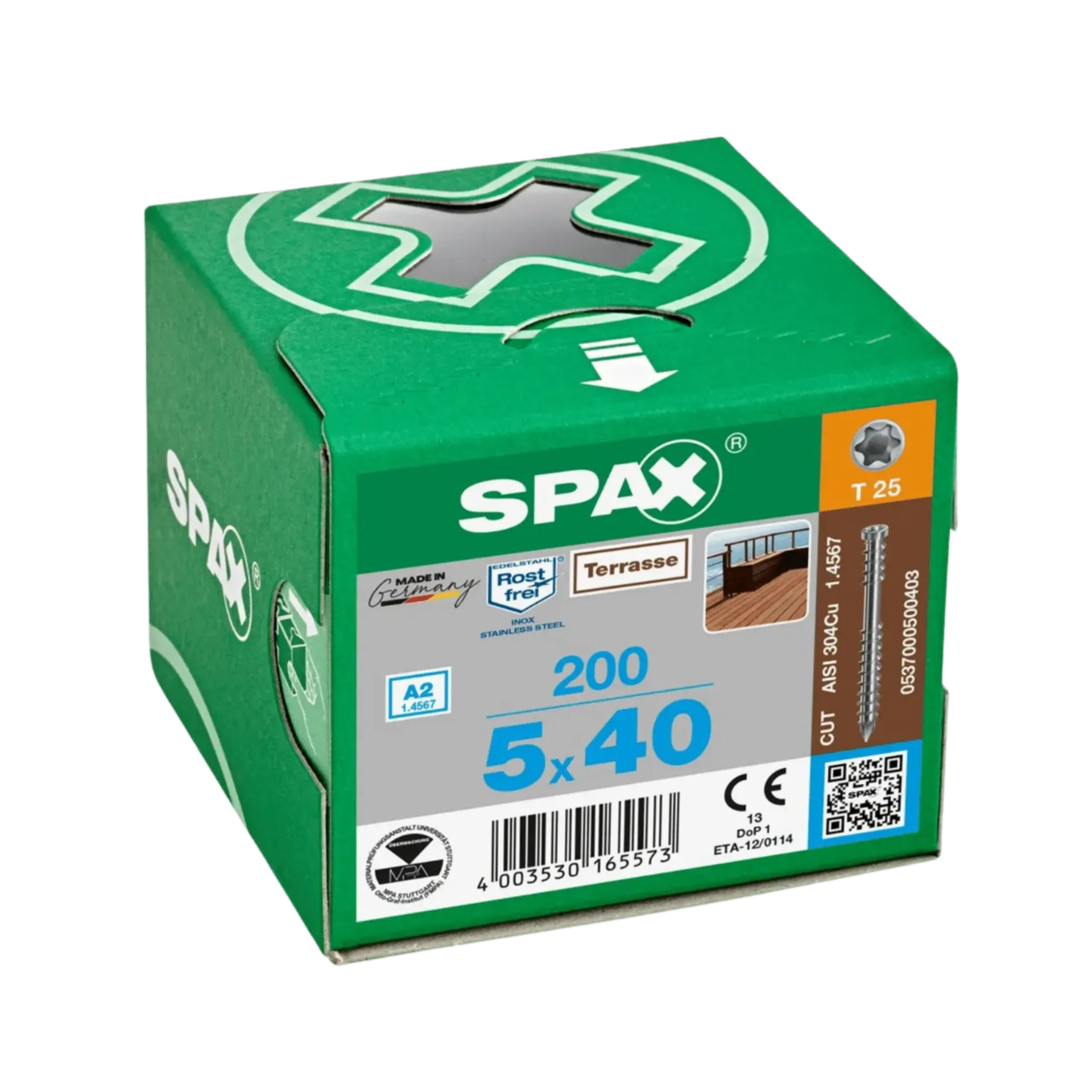 Terrasschroef Fixeerdraad cilinderkop Spax-D 5,0 TX25 inox
