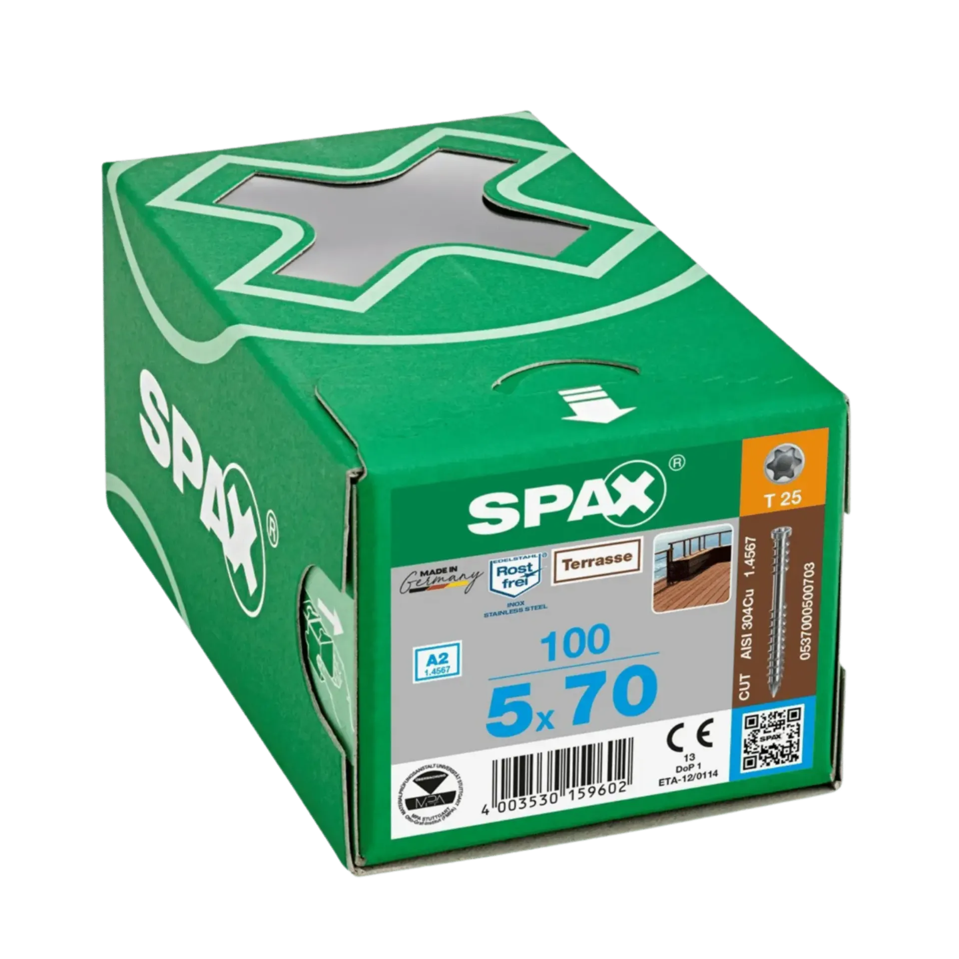 Terrasschroef Fixeerdraad cilinderkop Spax-D 5,0 TX25 inox