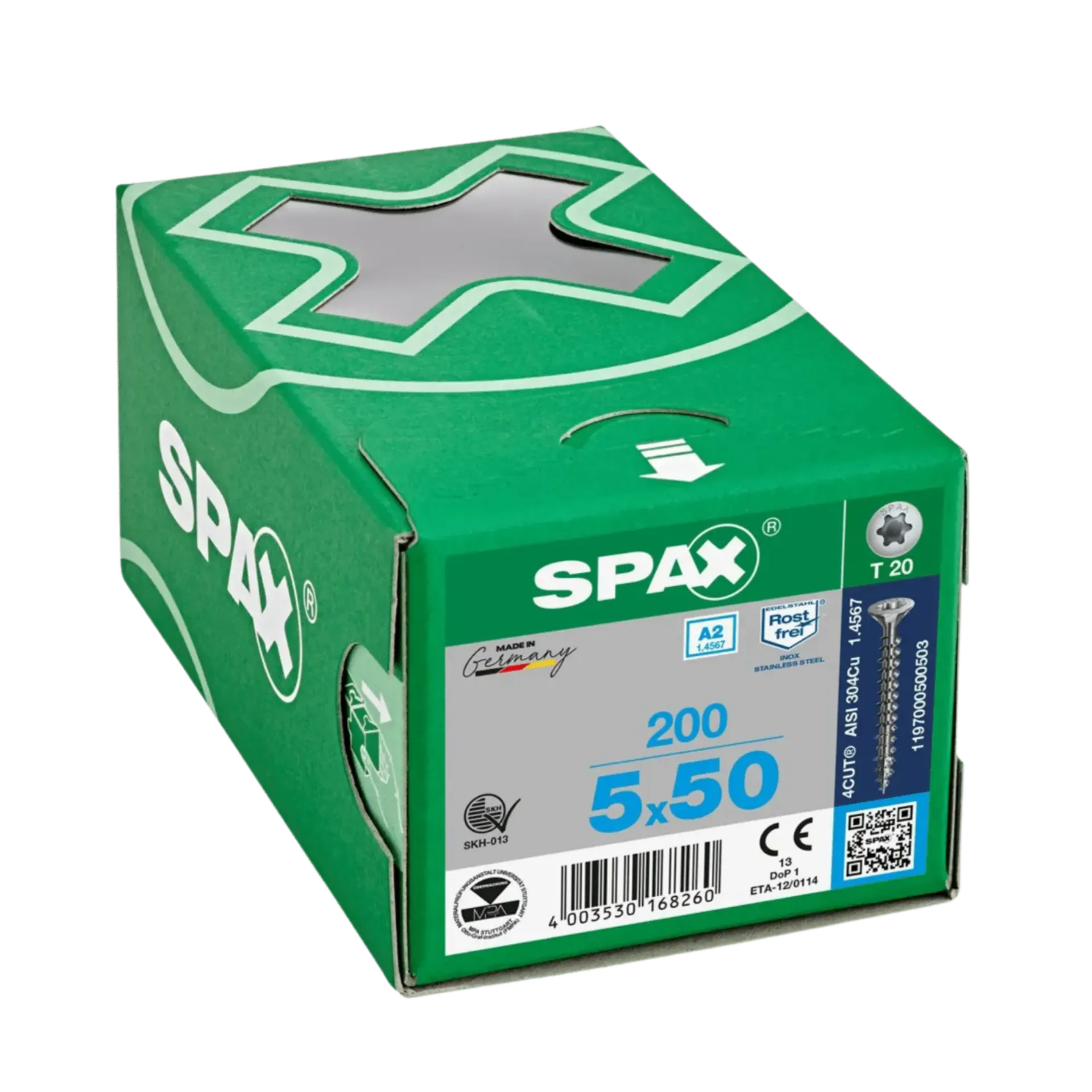 Houtschroef voldraad verzonken kop 5,0 TX20 inox