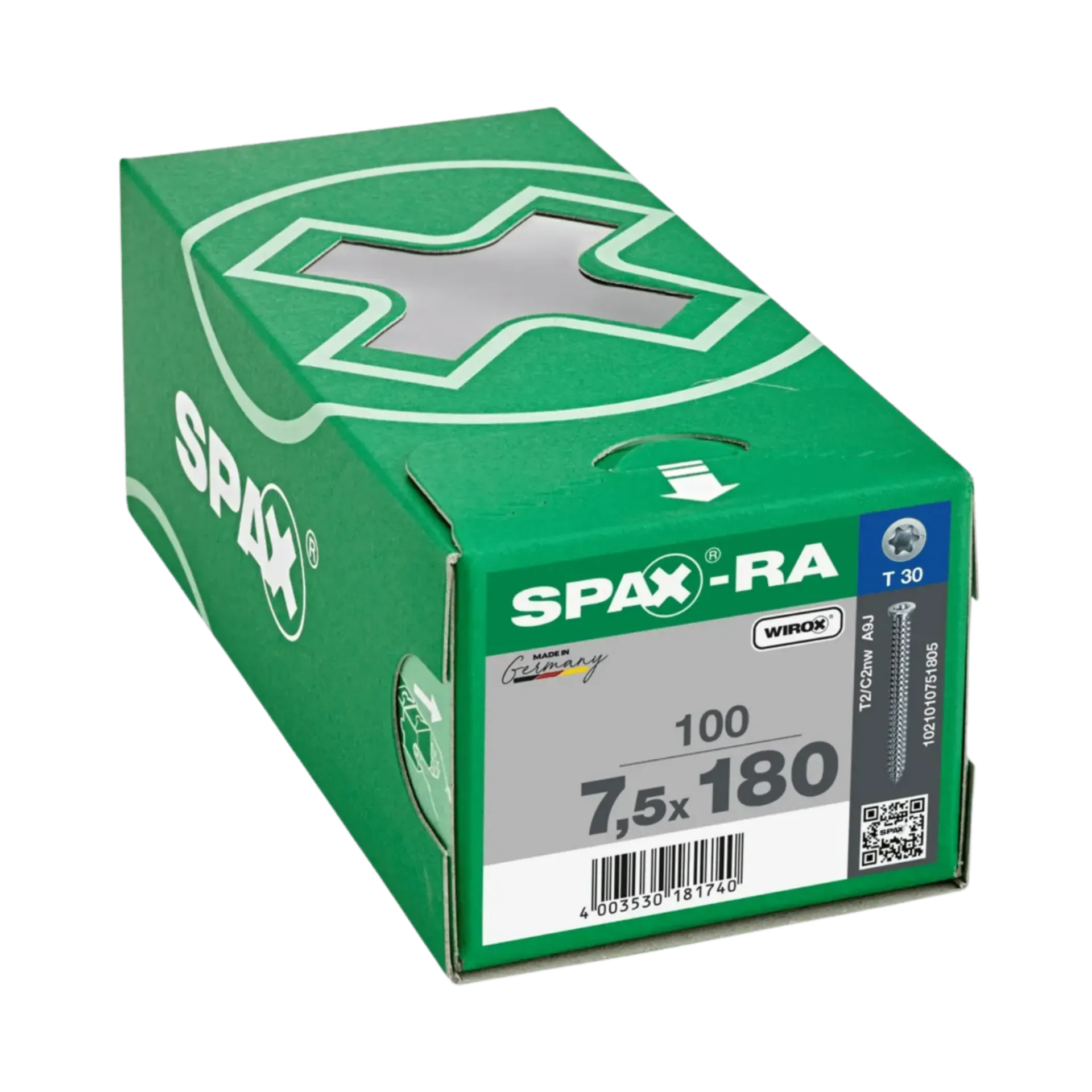 Vis de châssis 7,5x180mm T-star T30 à filetage complet tête fraisée Wirox 100 pièces Vis de châssis 7,5x180mm T-star T30 à filetage complet tête fraisée Wirox 100 pièces