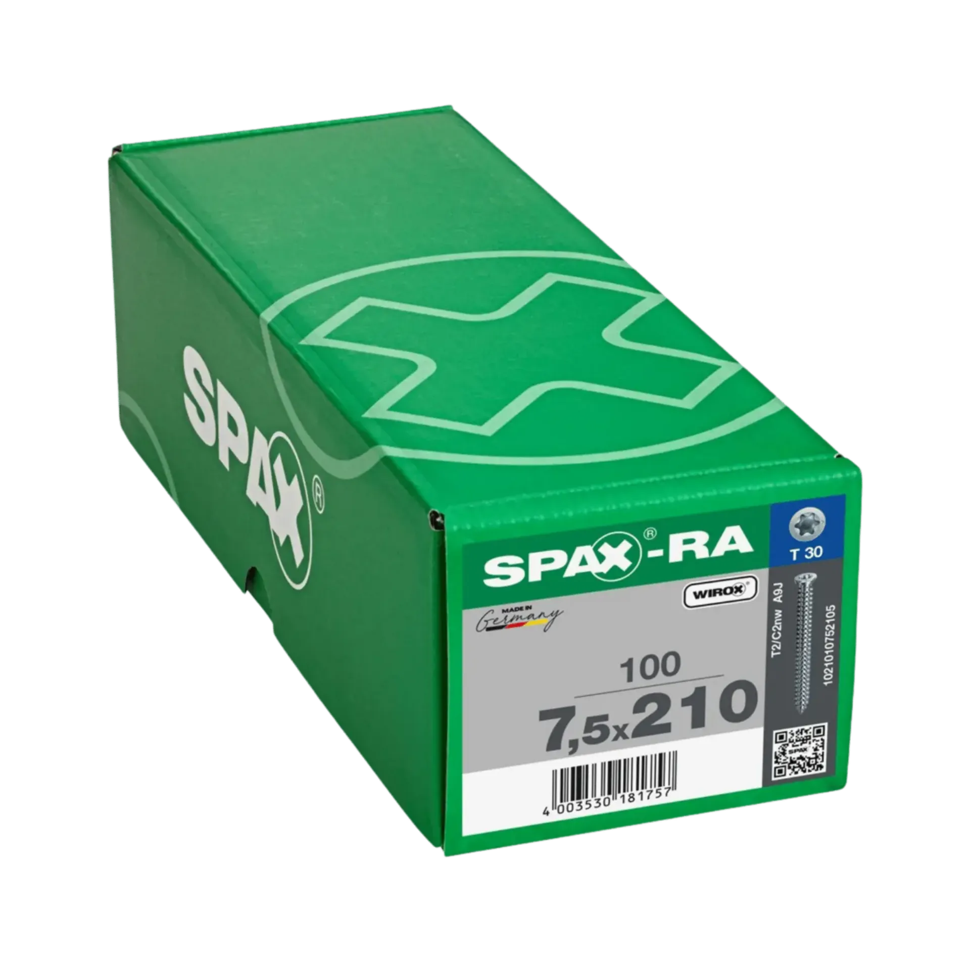 Vis de châssis 7,5x210mm T-star T30 à filetage complet tête fraisée Wirox 100 pièces Vis de châssis 7,5x210mm T-star T30 à filetage complet tête fraisée Wirox 100 pièces