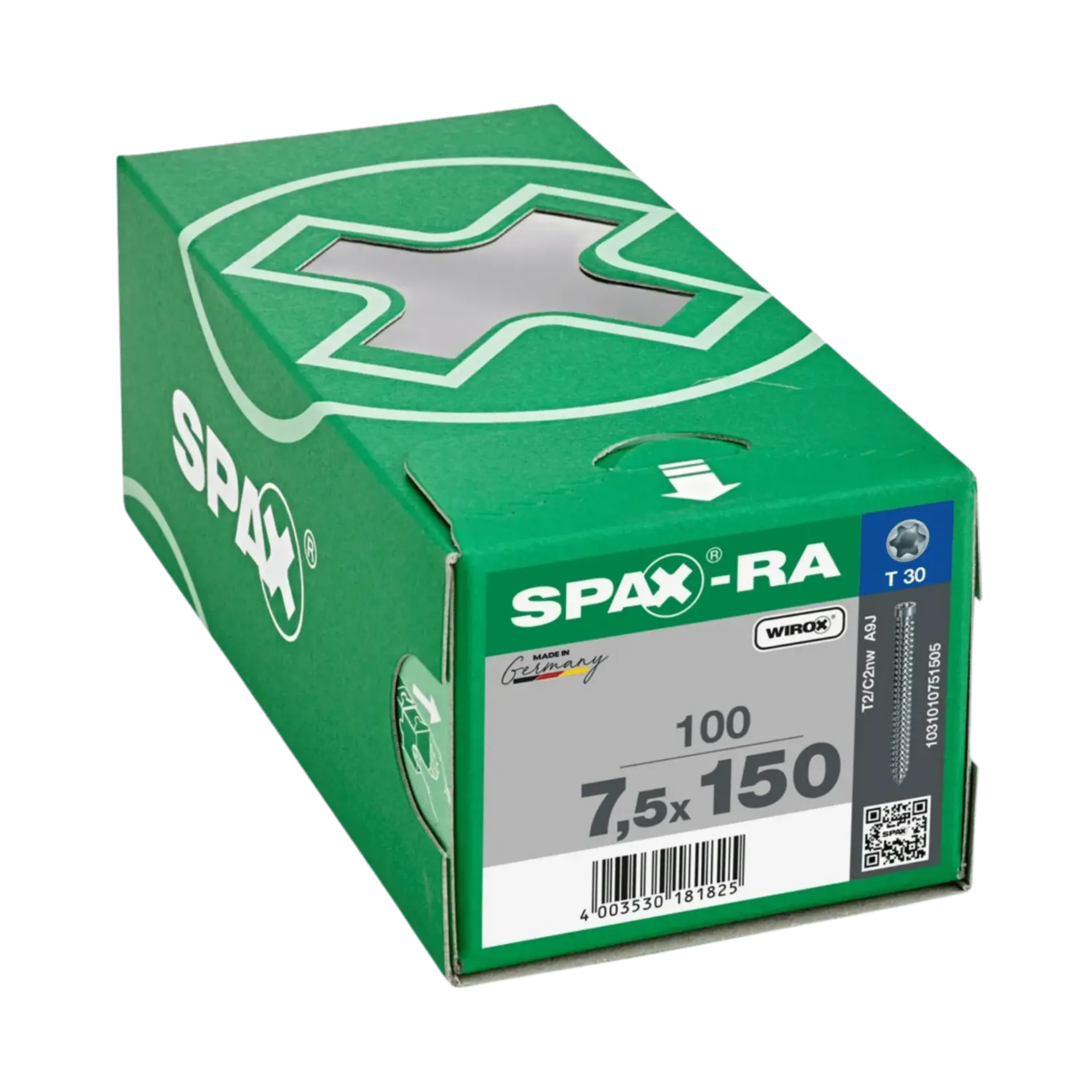 Vis de châssis 7,5 x 150 mm tête fraisée T-STAR PLUS T30 à filetage complet Wirox 100 pièces Vis de châssis 7,5 x 150 mm tête fraisée T-STAR PLUS T30 à filetage complet Wirox 100 pièces