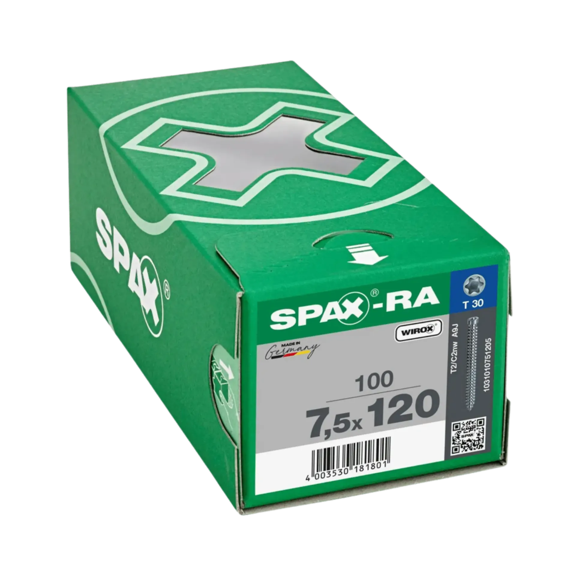 Vis de châssis 7,5x120mm T-star TX30 à filetage complet tête fraisée Wirox 100 Vis de châssis 7,5x120mm T-star TX30 à filetage complet tête fraisée Wirox 100