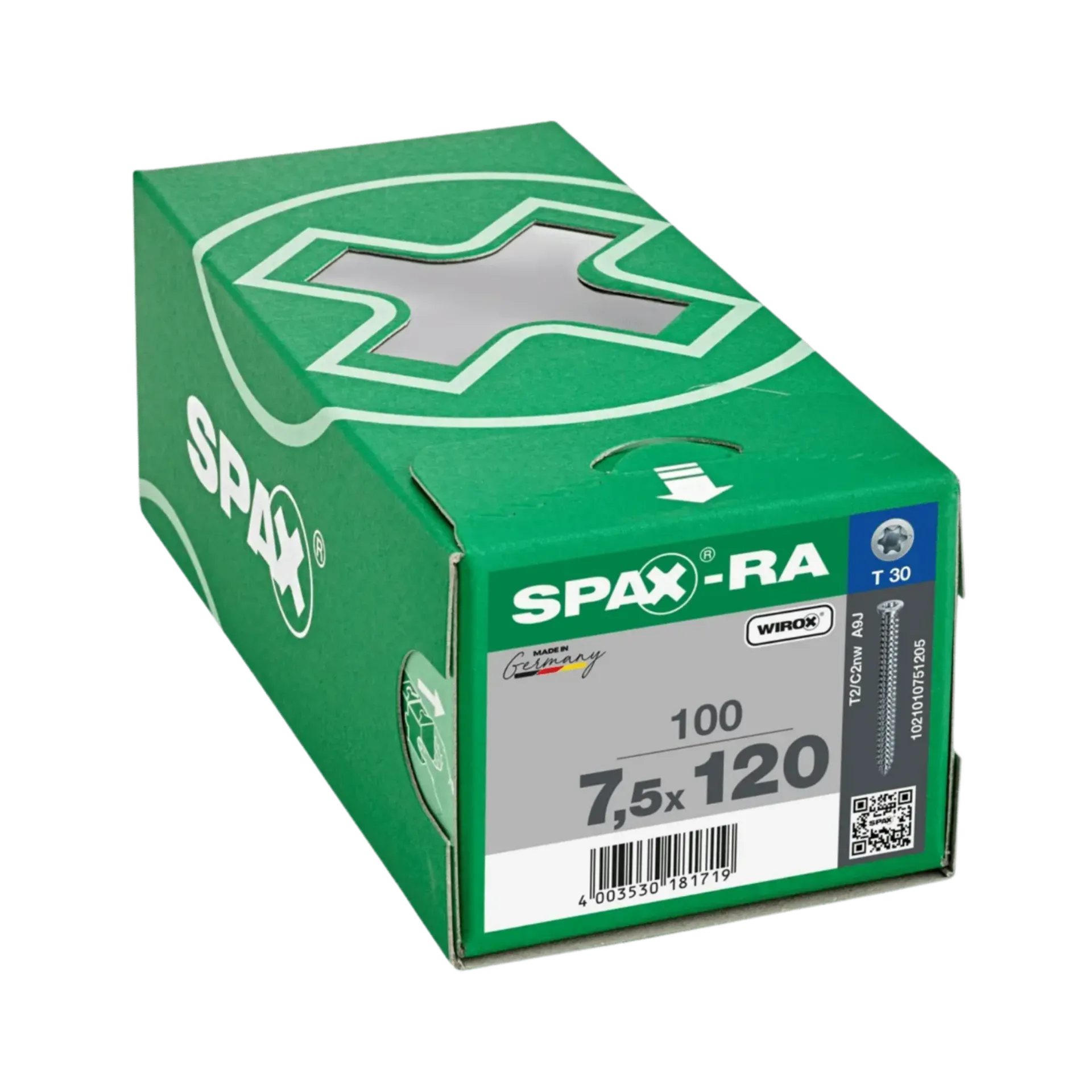 Vis de châssis 7,5x120mm T-star T30 à filetage complet tête fraisée Wirox 100 pièces Vis de châssis 7,5x120mm T-star T30 à filetage complet tête fraisée Wirox 100 pièces