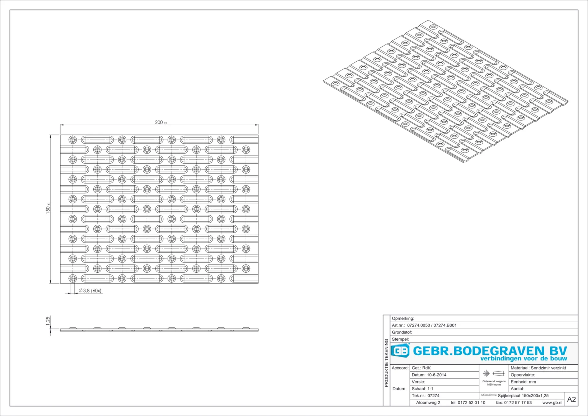 07274 PLAQUES A CLOUER 150 X 200 X 1,25mm ZINGUE (50)