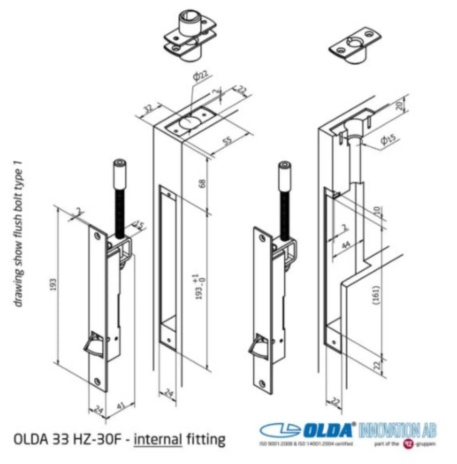 Autom kantschuif OLDA 33 HZA30F DIN LS onder/DIN RS boven VPLT. 24MM RVS type1
