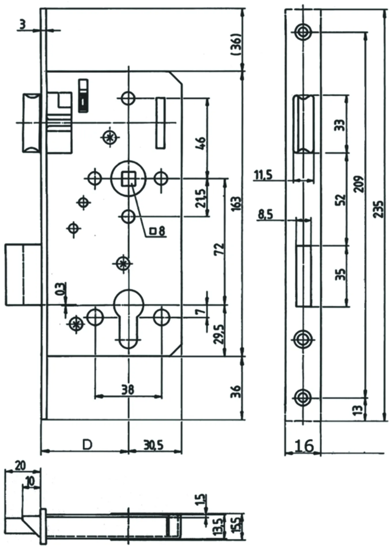 DAG-NACHTSLOT PZ 115 1/2 - 55/72 - RH. VPL GELAKT 16X235MM KEERBAAR
