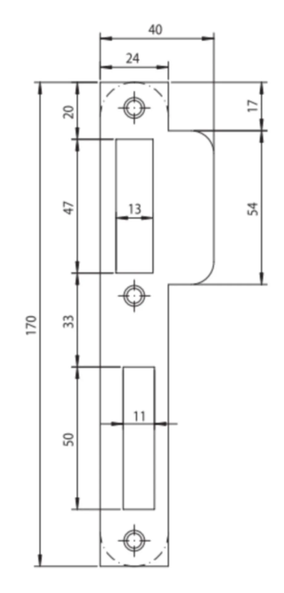 GACHE P7000/17 -BOUTS RONDS - INOX -GAUCHE/DROITE