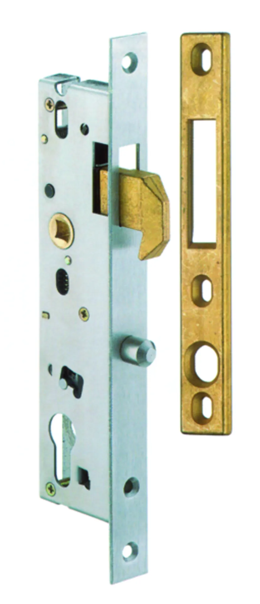 Stremler 2565.36.0 serrure à mentonnet pour portail (gâche, têtière inox 22 mm)