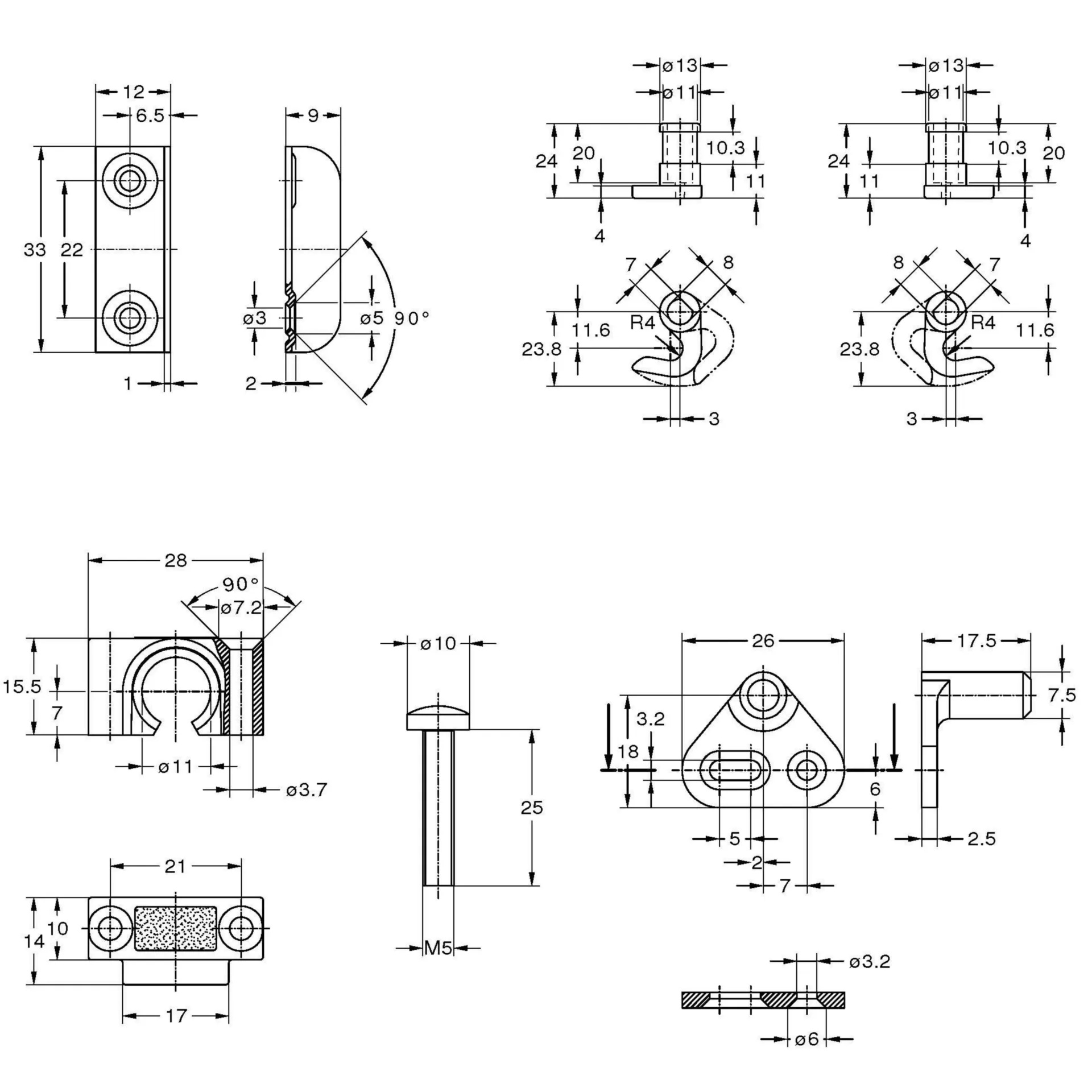 Junie 7403 PZ serrure à tringle sans tringles (pour cylindre profilé)