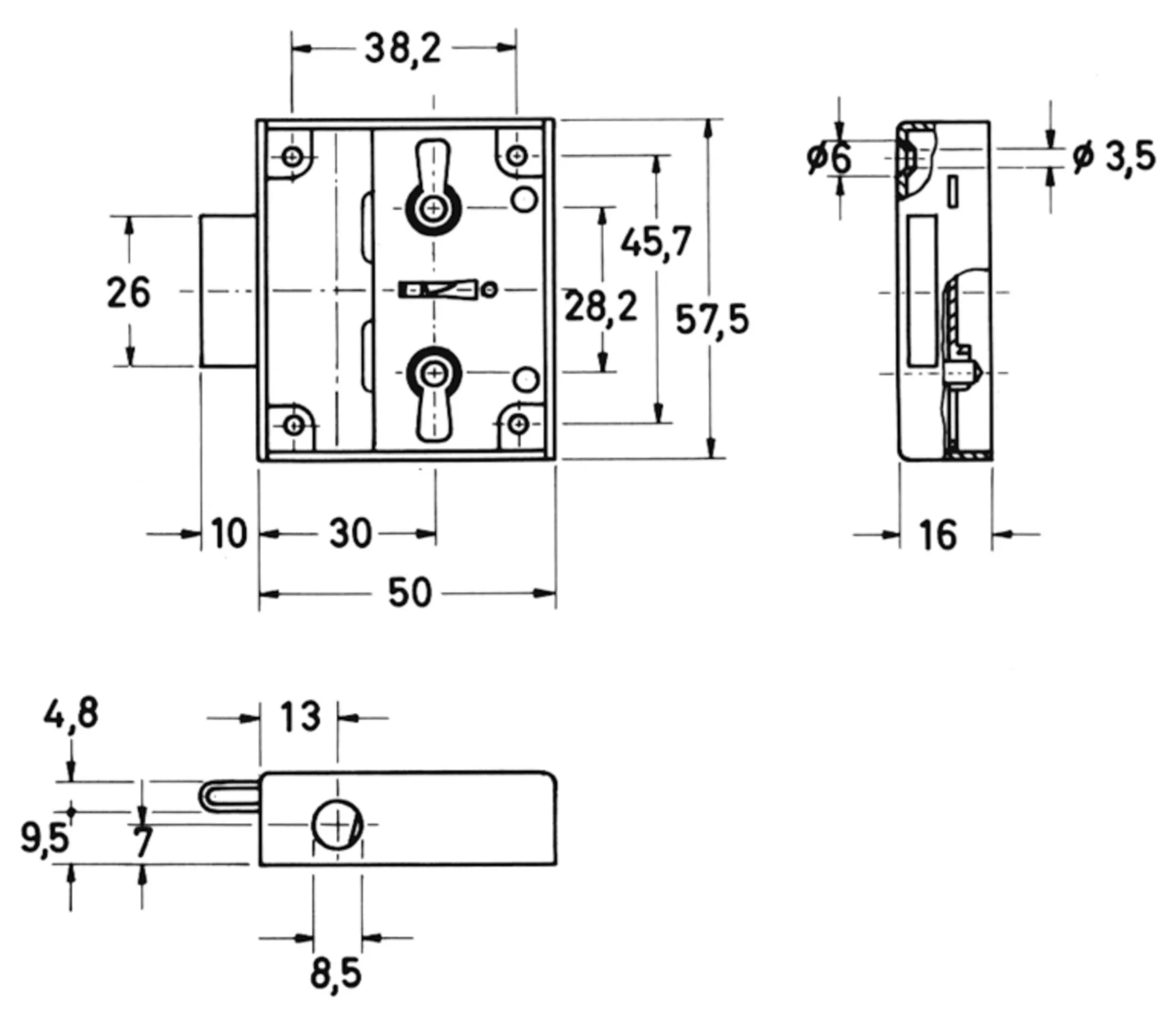 Junie 7010 BBT serrure à tringle sans tringle (clé numéro 1)