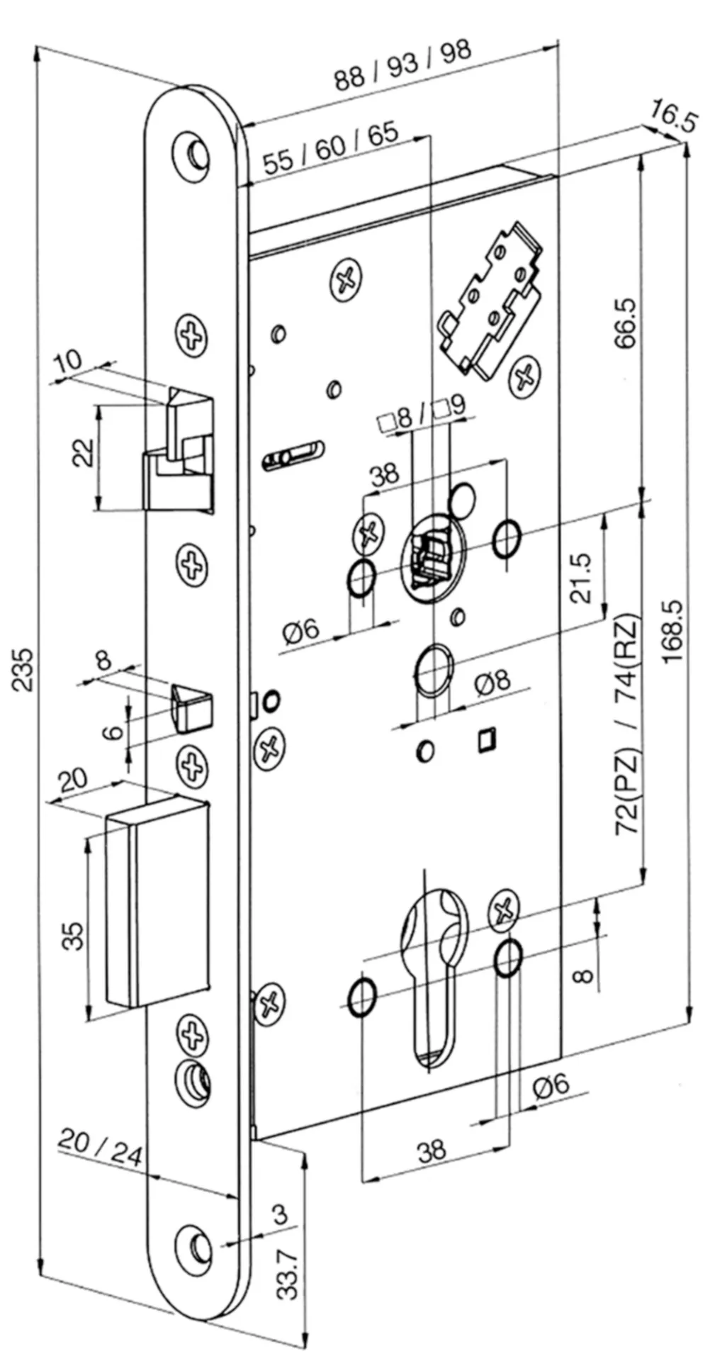 #EPS SOLENOÏDE SLOT EL561 2-zijdig 65-72-9-F24-235 L&R
