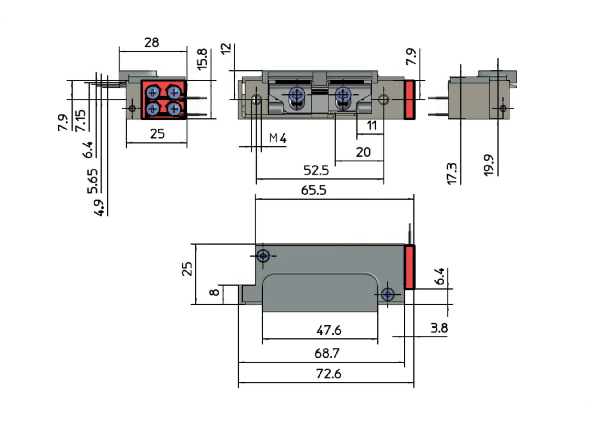 A4300LKB GACHE ELECTR. A RUPTURE 24VDC GUIDE DEMI-TOUR