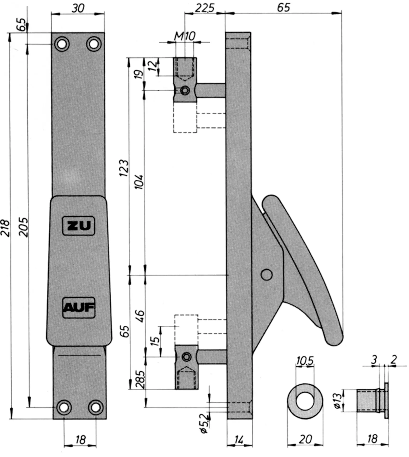 Deni 4195/01 ND1 aluminium bevestiging (voor ronde stang 4195.1021)