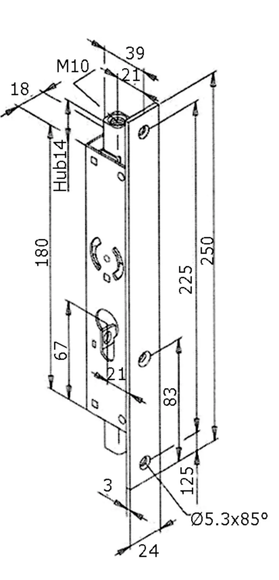 Fuhr 297N baskuulslot (met stulp, doorn 21 mm, verzinkt)