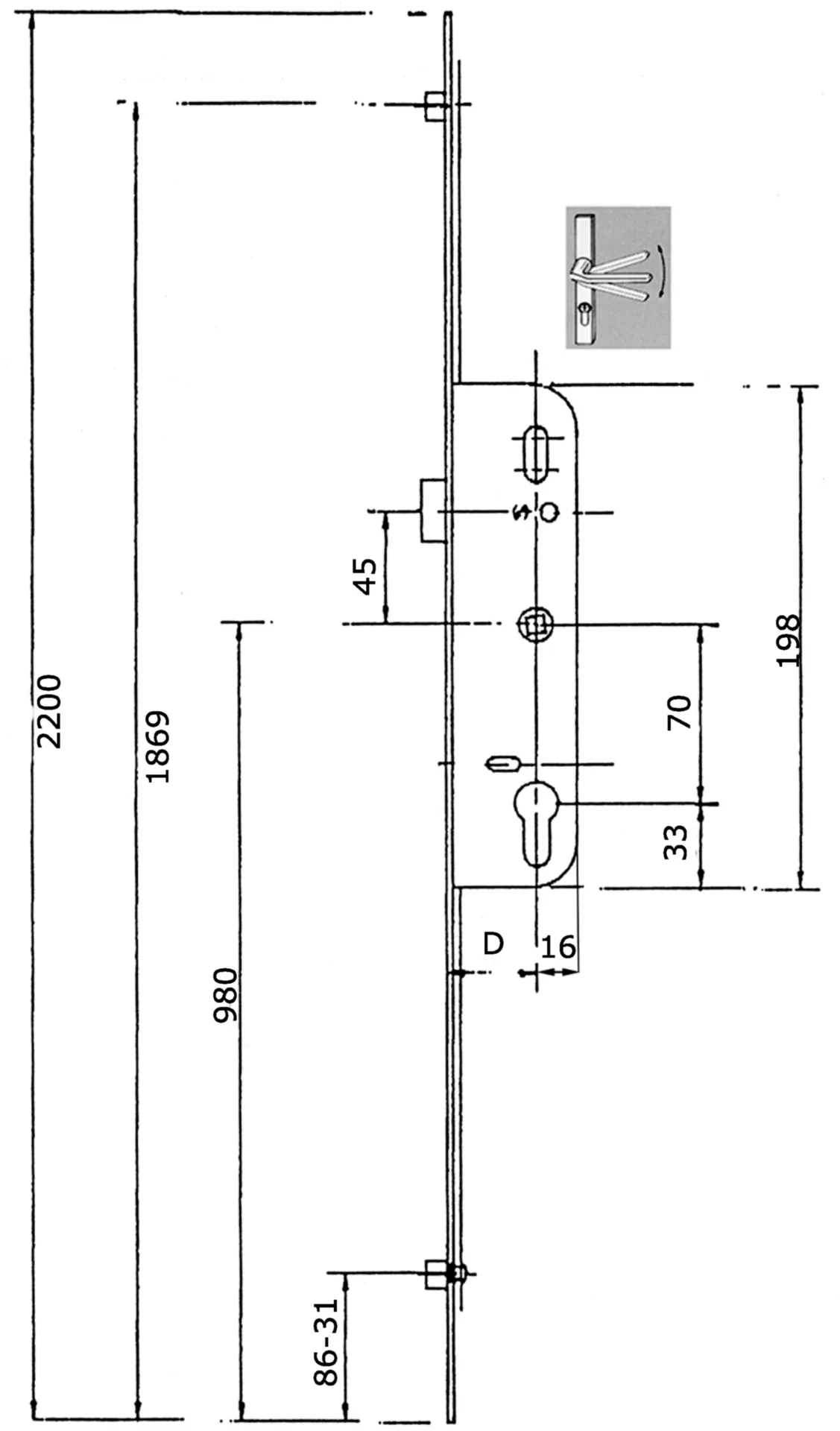 Ferco 3 points multipoint 35-70-7 F16 (2200 mm, 2 rouleaux, poignée)