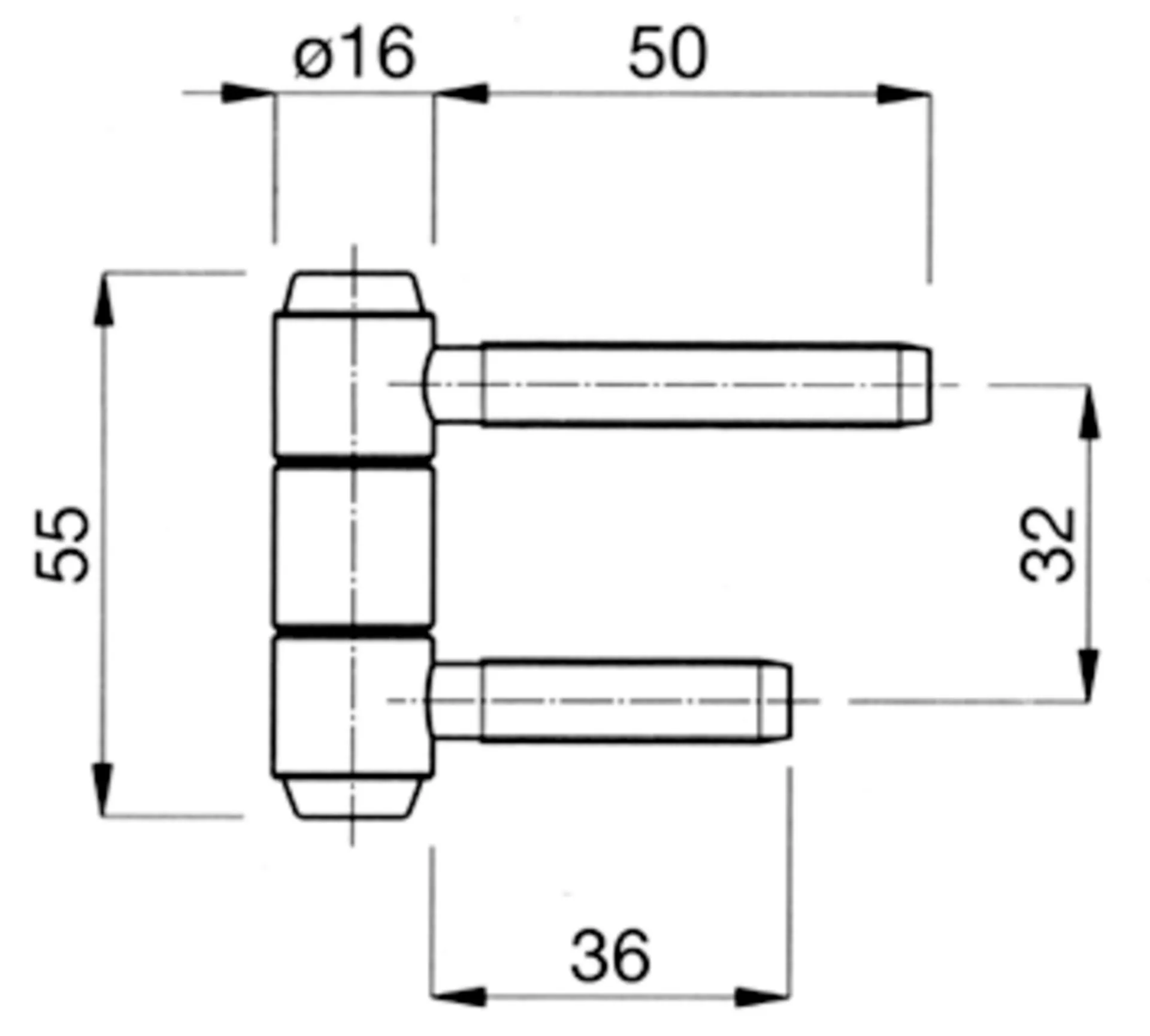 Anuba AN216-RA-WV paumelle (verzinkt, 16 mm)