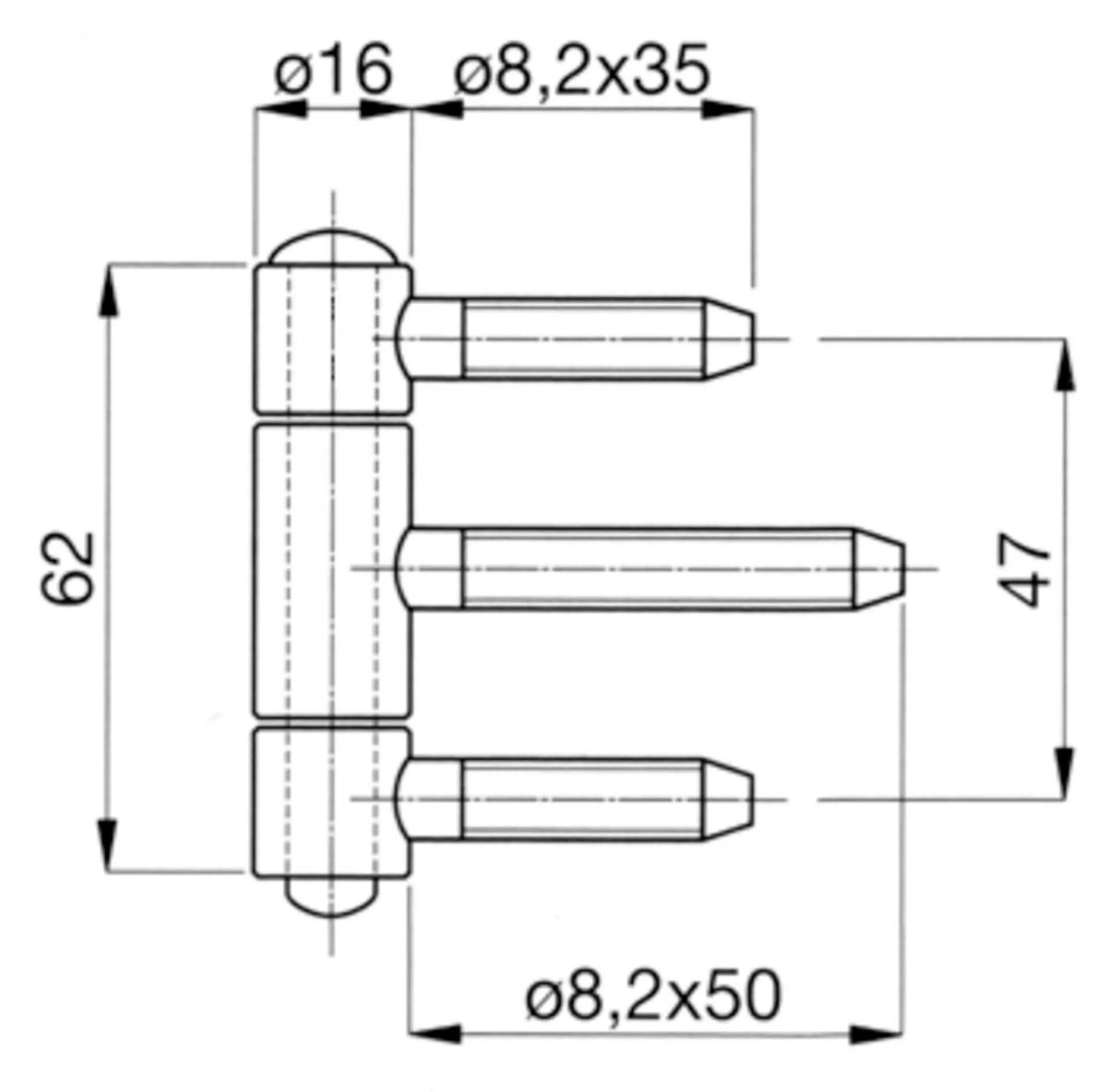 Anuba HE316GL-RA-WV fiche zinguée (diamètre 16 mm, 62 mm haut)