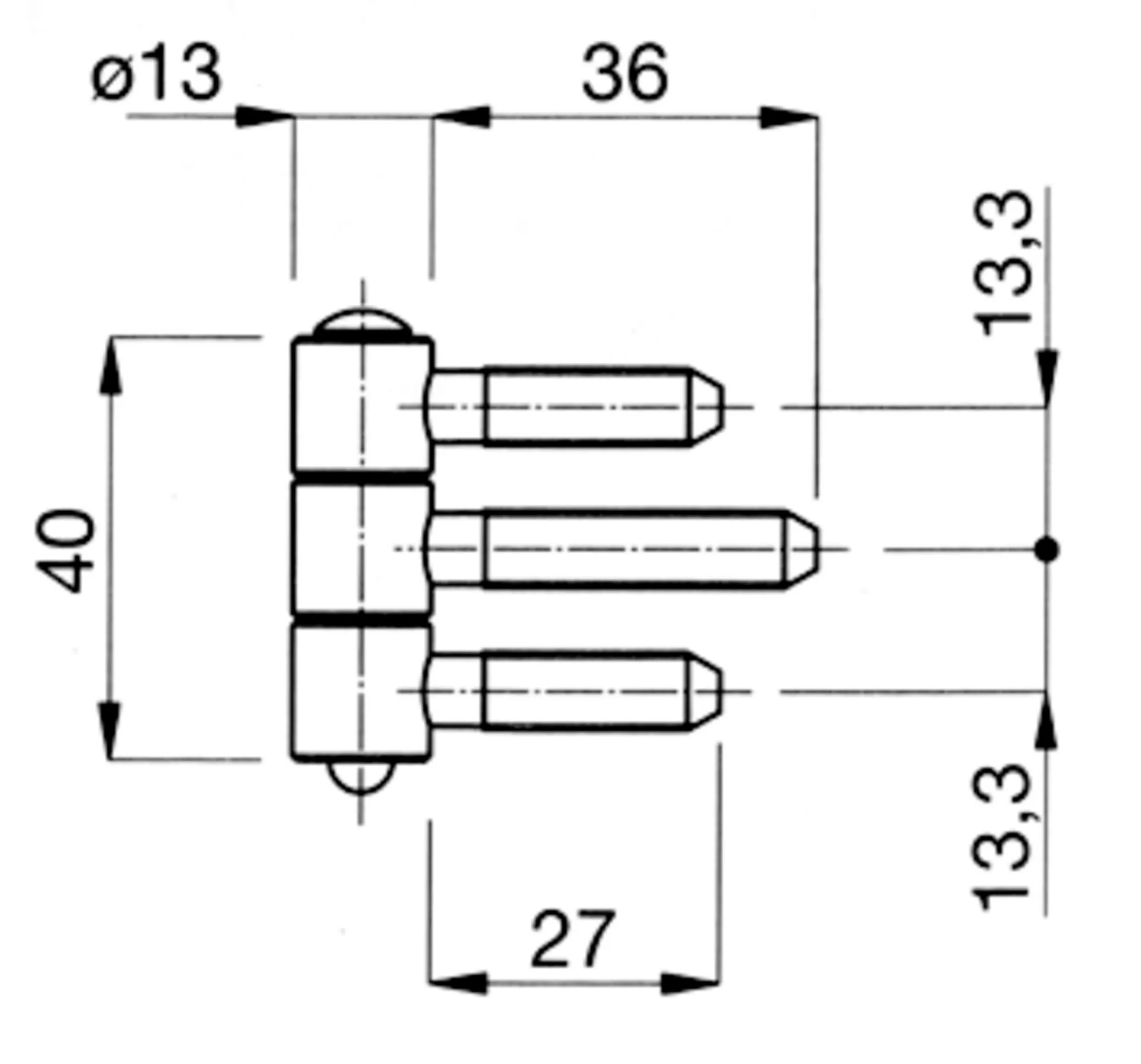 Anuba Fiche 313.16 3 corps (Ø13 mm, bichromaté zingué)