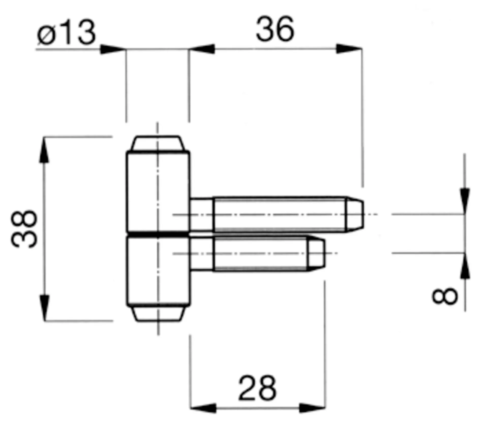 Anuba FO213-WV scharnier (verzinkt, 2-delig, Ø13 mm, 2x draad)