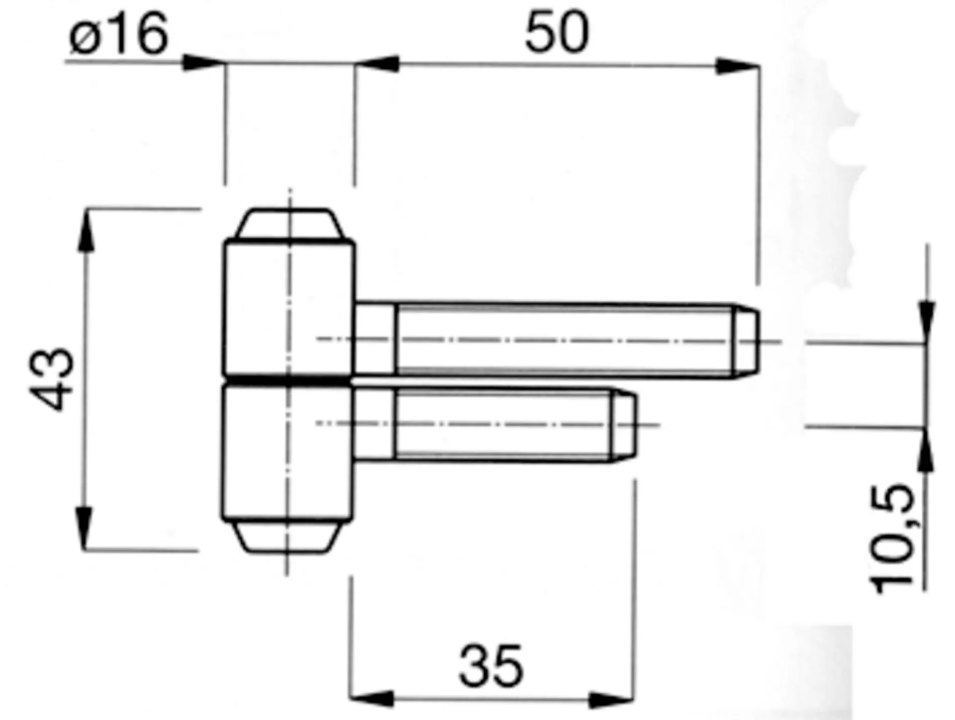Anuba Forta FO216-RA-WV scharnier (verzinkt, 2-delig, 2x draad, diameter 16 mm)
