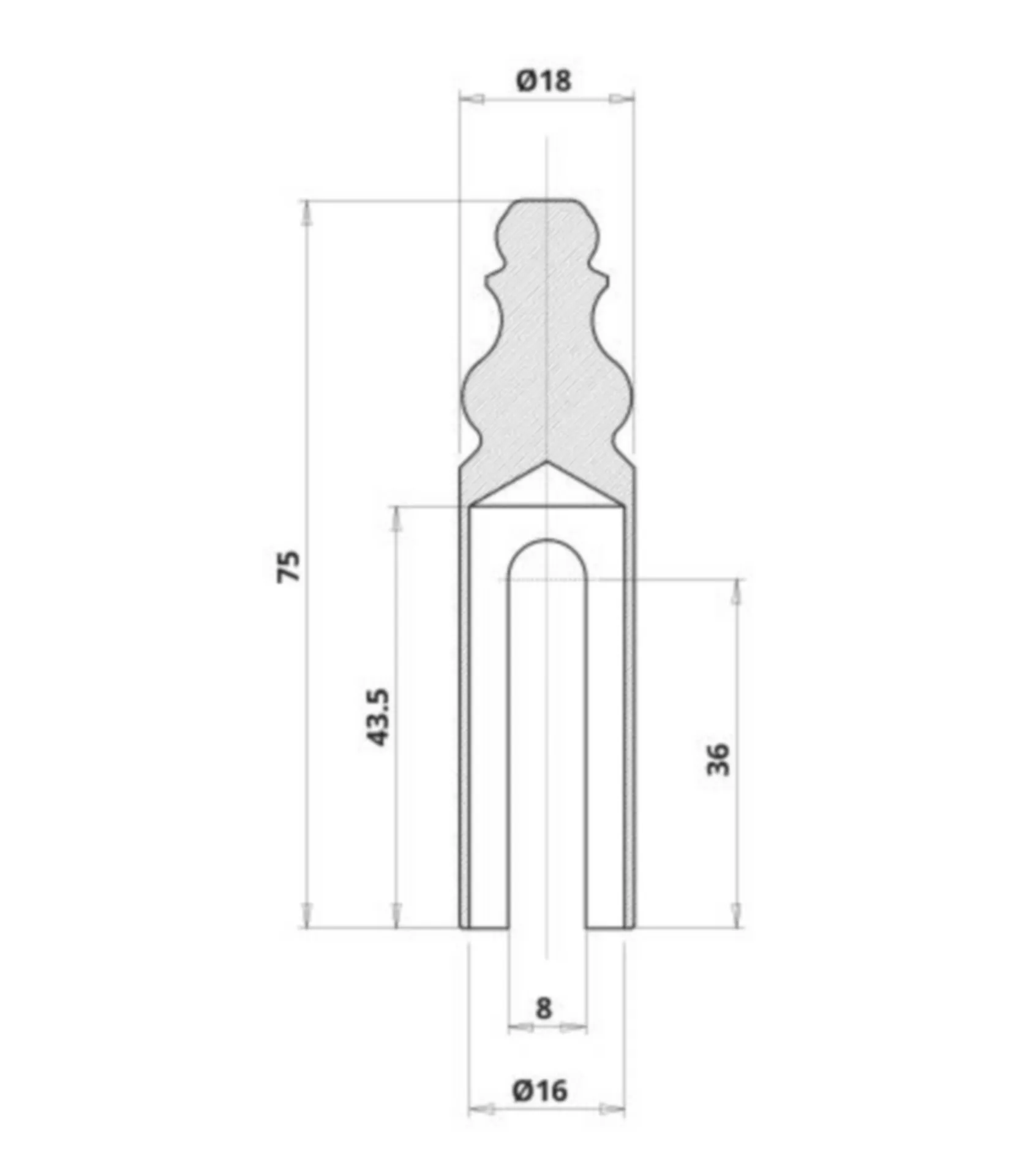 Otlav huls voor Exacta 495 (diameter 16 mm, koperen sierkop)