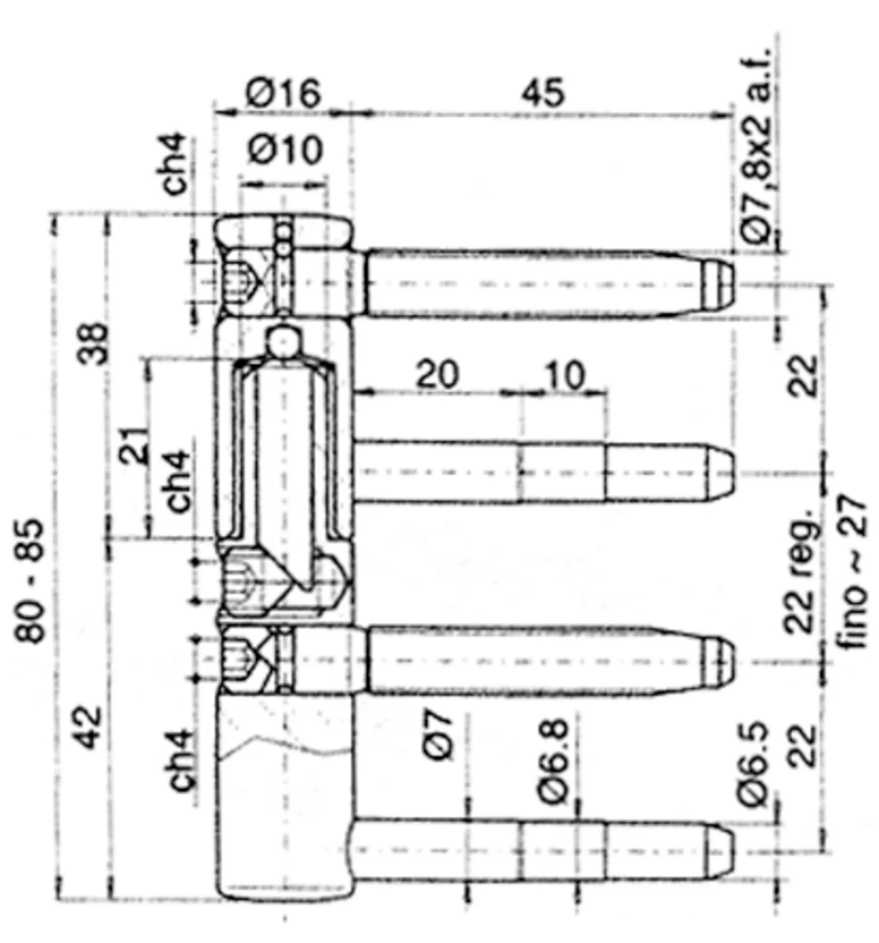 Otlav Exacta 495 fiche réglable (inox mat, diamètre 16 mm)