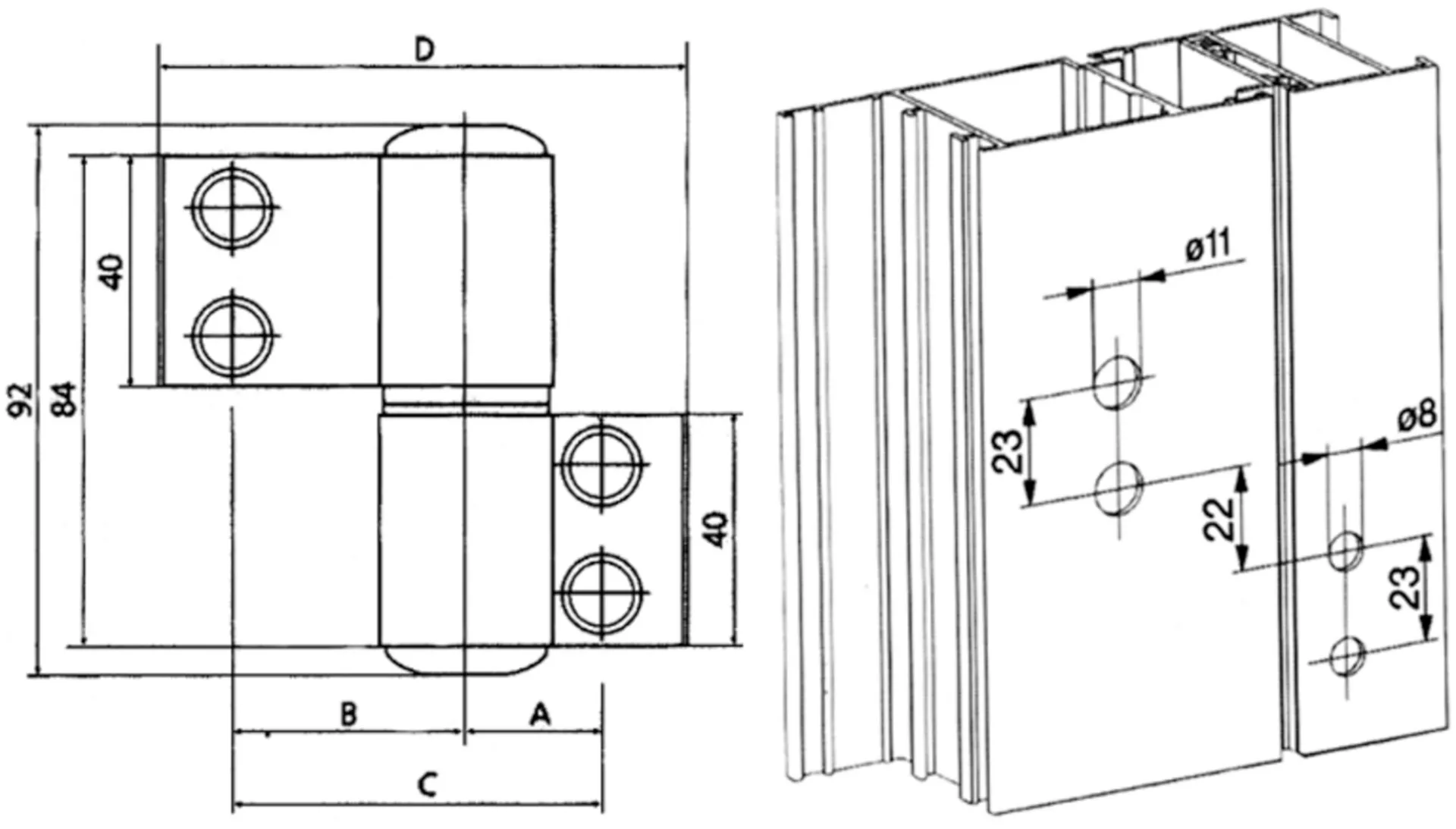 1145/53 F (20) PAUMELLE MECHANICA A 2 LAMES AXE 20- 53  EV1