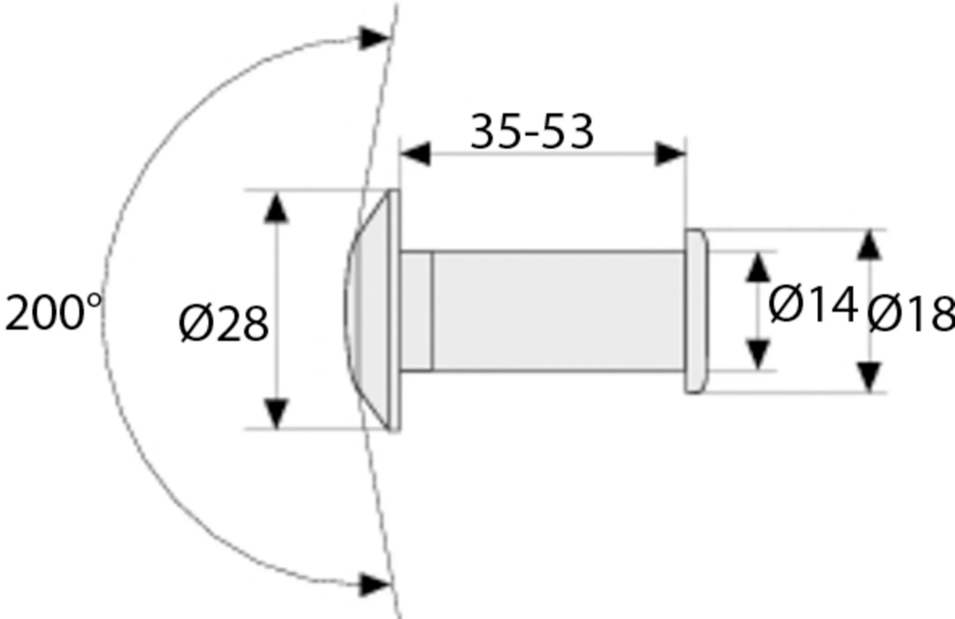 Abus 2200 Viseur optique de porte (vision 200 degrés, épaisseur 35-53 mm, argenté)