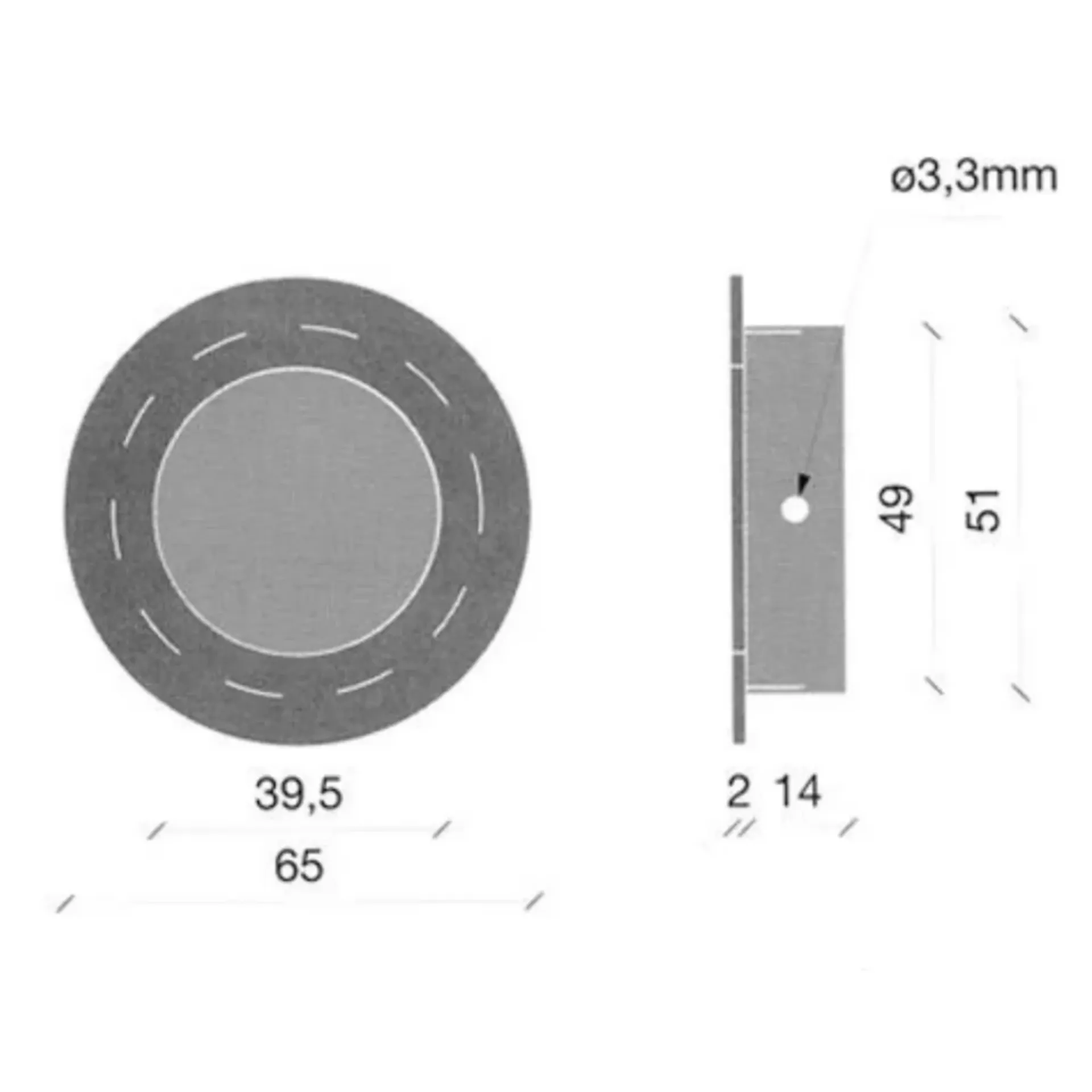 TL 0601 SS coquille ronde Ø 65 mm (inox encastrée, profondeur 14 mm) TL 0601 SS coquille ronde Ø 65 mm (inox encastrée, profondeur 14 mm)