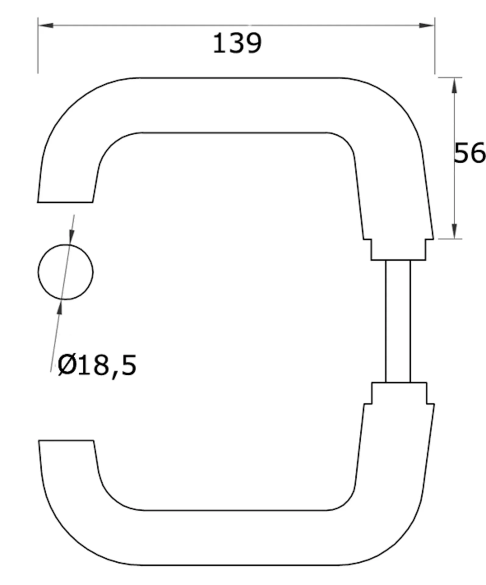 Brialma U-E0650 Paire de poignées de porte (alu F1, 8x40 mm, sans rosace)