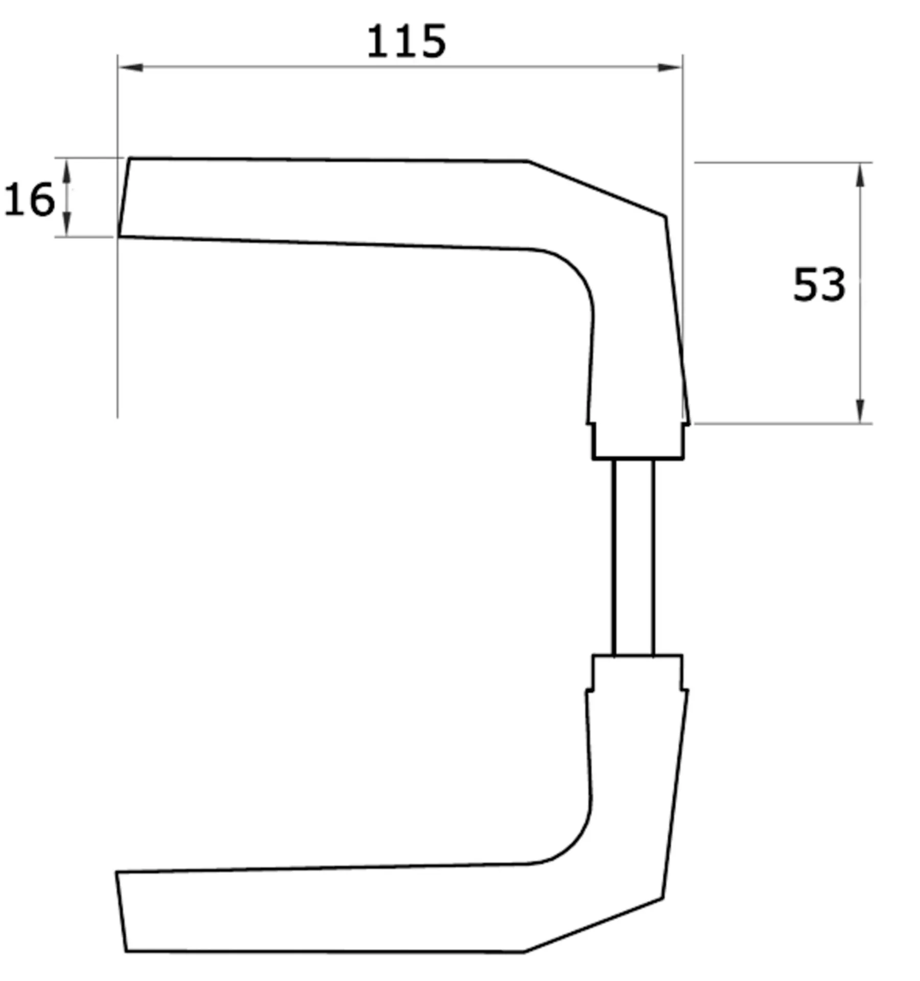 Brialma Deurkrukken L Hoekig J0550 (aluminium F1, 8x40 mm, kruknoot 40 mm)
