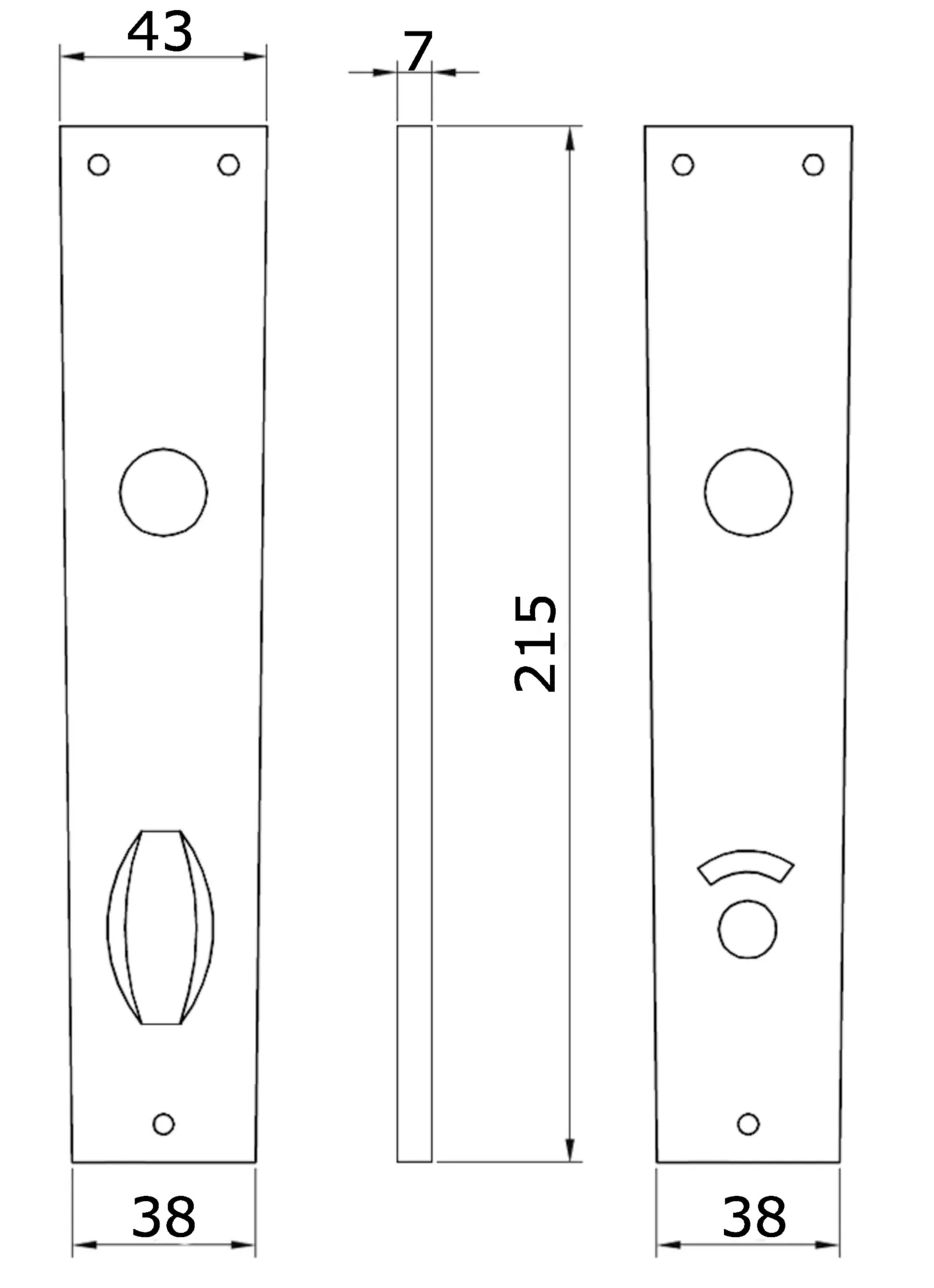 Brialma Type 3000 plaques WC (alu, 116 mm, 215x43 mm)