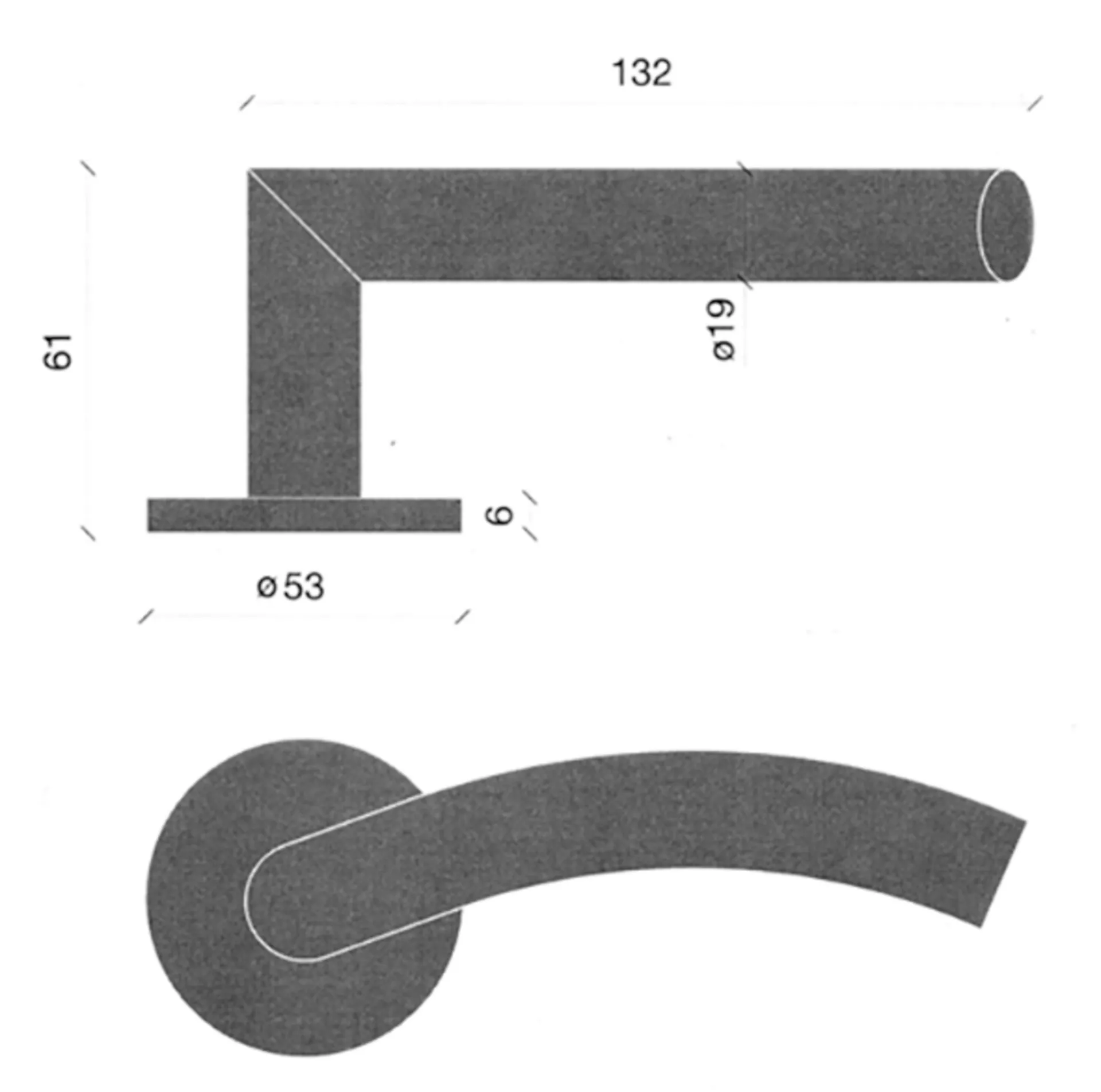 Paar krukken "Bow 02" TL ø19mm op ronde rozet - TL3109 - inox