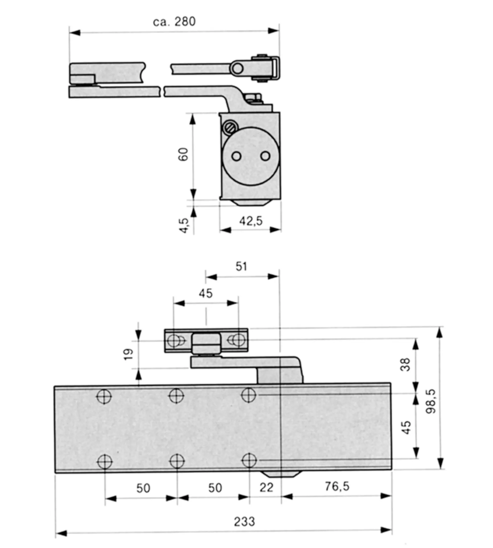 Ferme-porte TS 73 V, BC/OD, EN2-4 excluant bras en ciseaux, Couleur argent