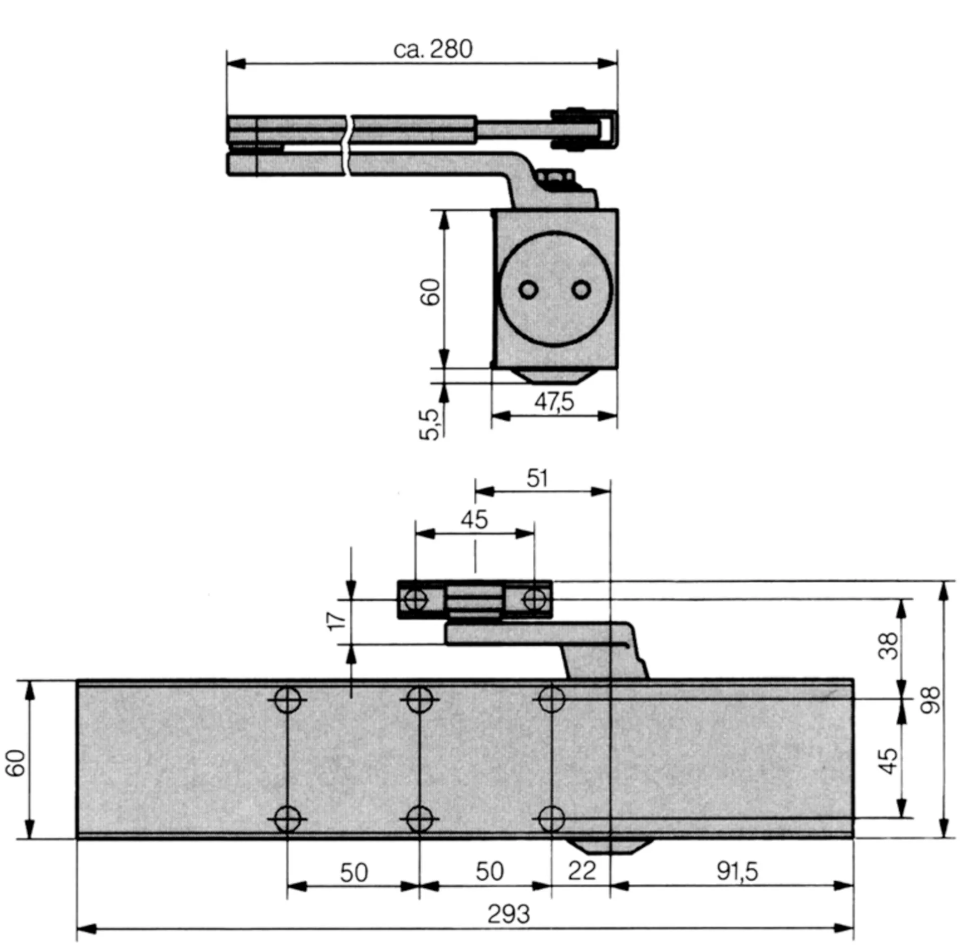 Ferme-porte TS 83, BC/OD, EN3-6 excluant bras en ciseaux, Couleur argent