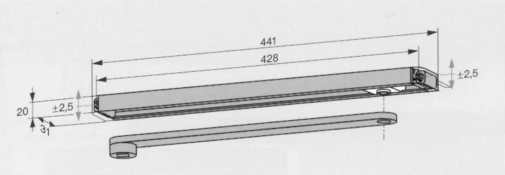 Bras glissant G-N TS 93,92,91 Contur, Couleur argent