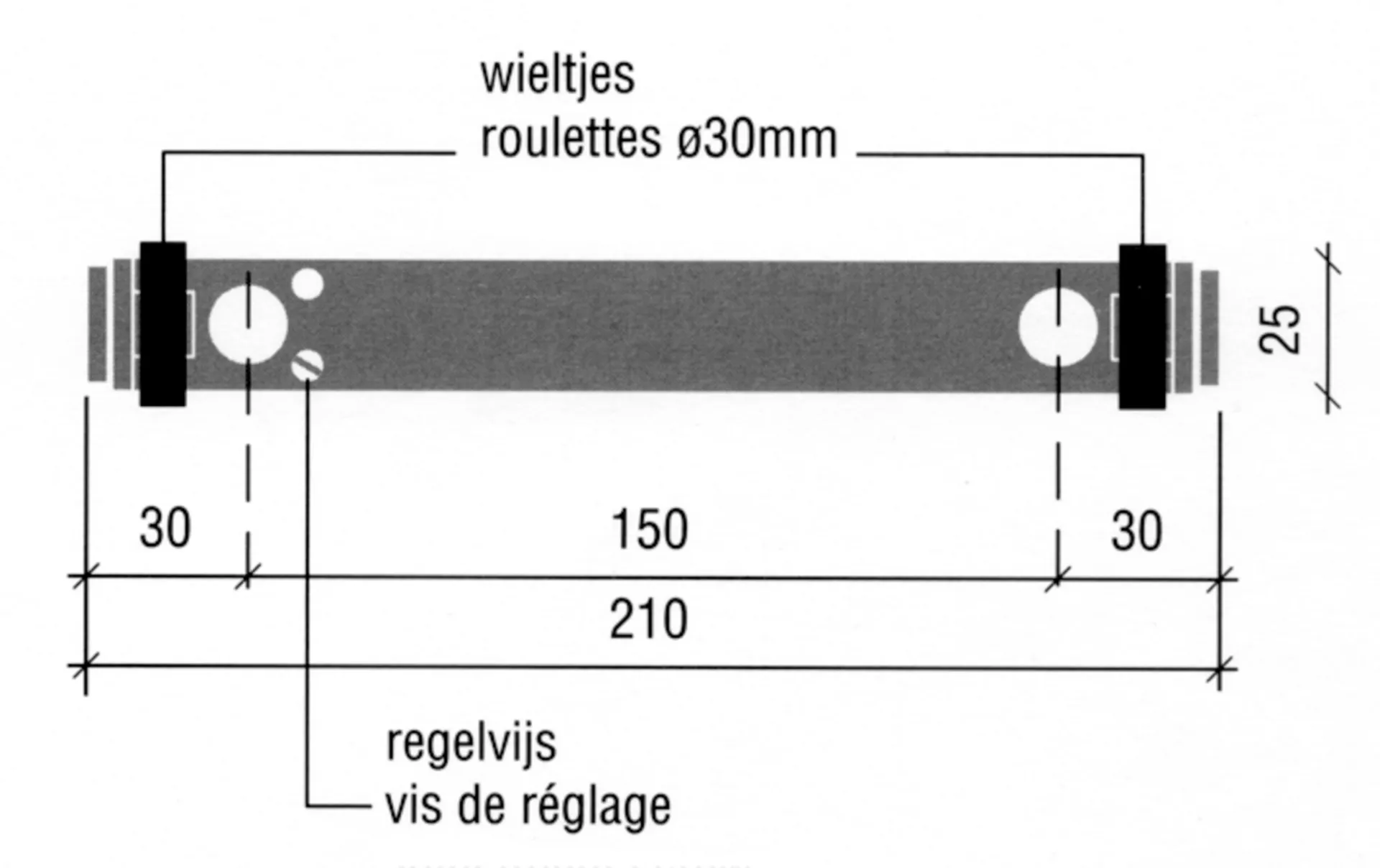 DEURSELECTOR 180MM -STAAL VERNIKKELD TL1007 (SP81)