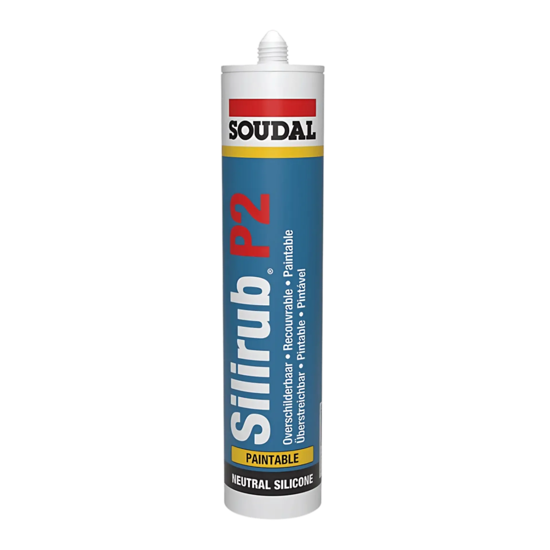 Neutrale silicone Silirub P2 - koker 300 ml overschilderbaar - grijs RAL7004